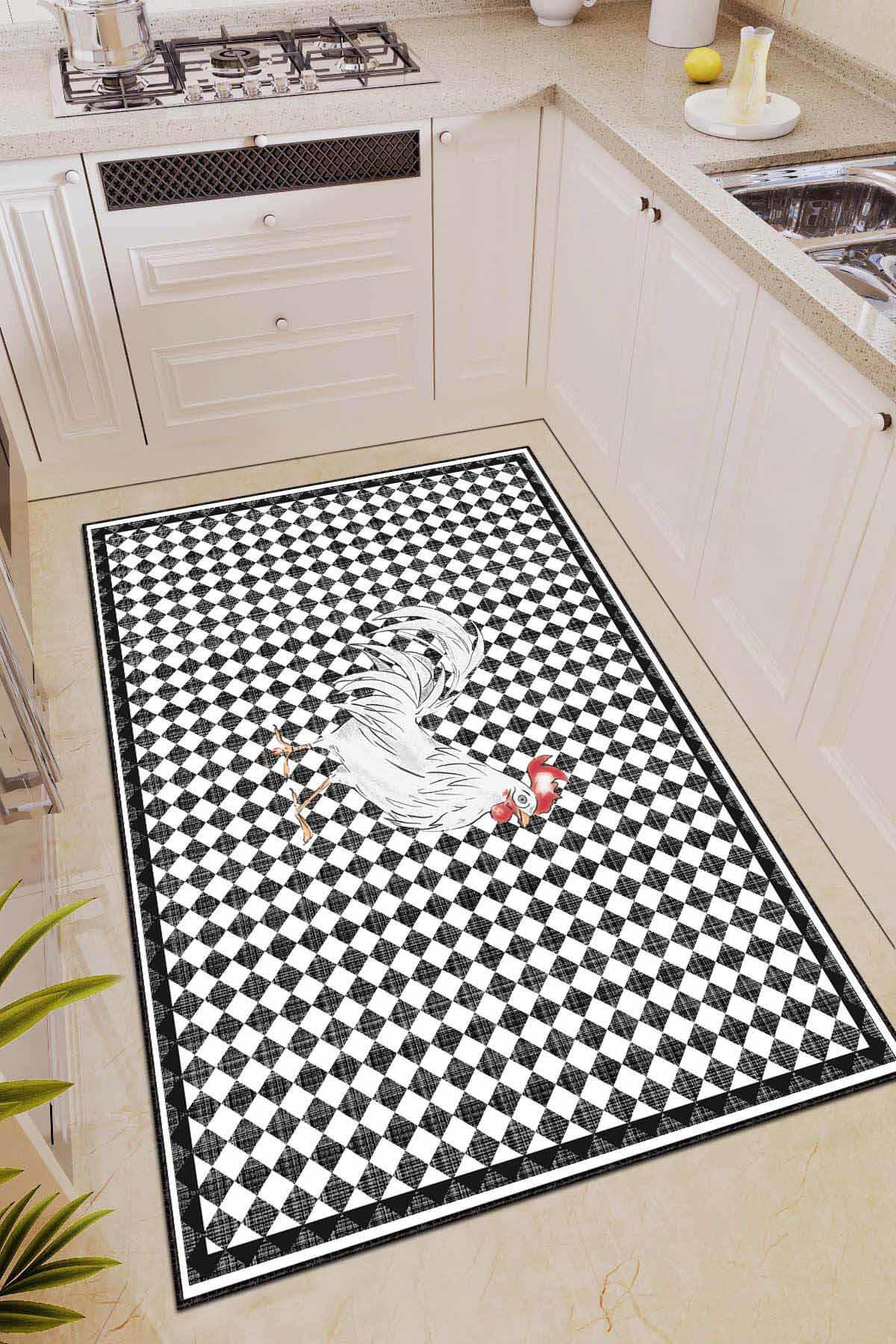 Viva Home AR583 Füme 7 mm Mikropolyester Silinebilir Yıkanabilir Kaymaz Dikdörtgen Makine Dokuma Salon Halısı 100x300 cm