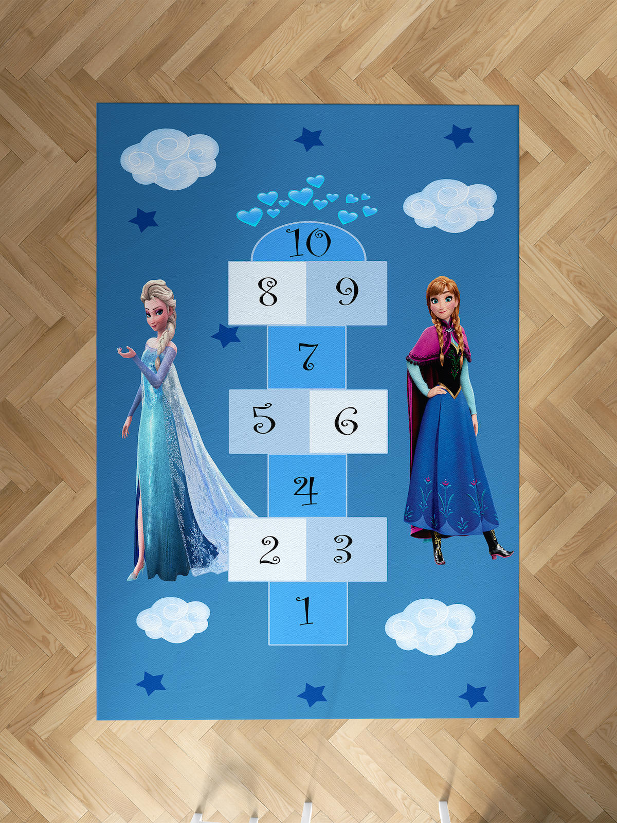 Mekta Home Frozen-Seksekli Krem 10 mm Antibakteriyel Yıkanabilir İnce Kaymaz Dot Taban Dikdörtgen Makine Dokuma Çocuk Odası Halısı 80x650 cm