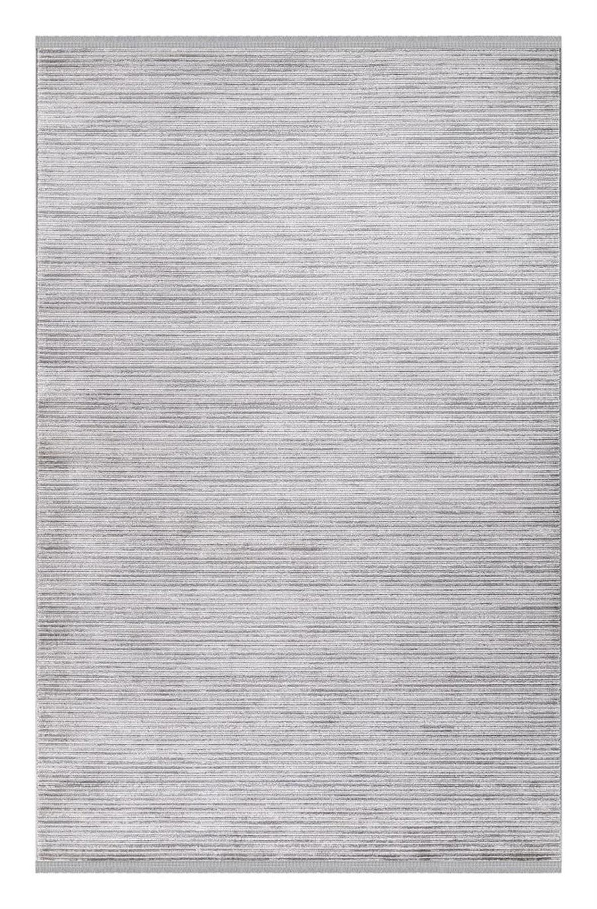 İpek Mekik Halı Anisa 15960 Gri 10 mm Akrilik Yıkanabilir Orta Kaymaz Pamuk Taban Dikdörtgen Makine Dokuma Antre-Çocuk Odası-Salon-Yatak Odası Halısı 100x200 cm