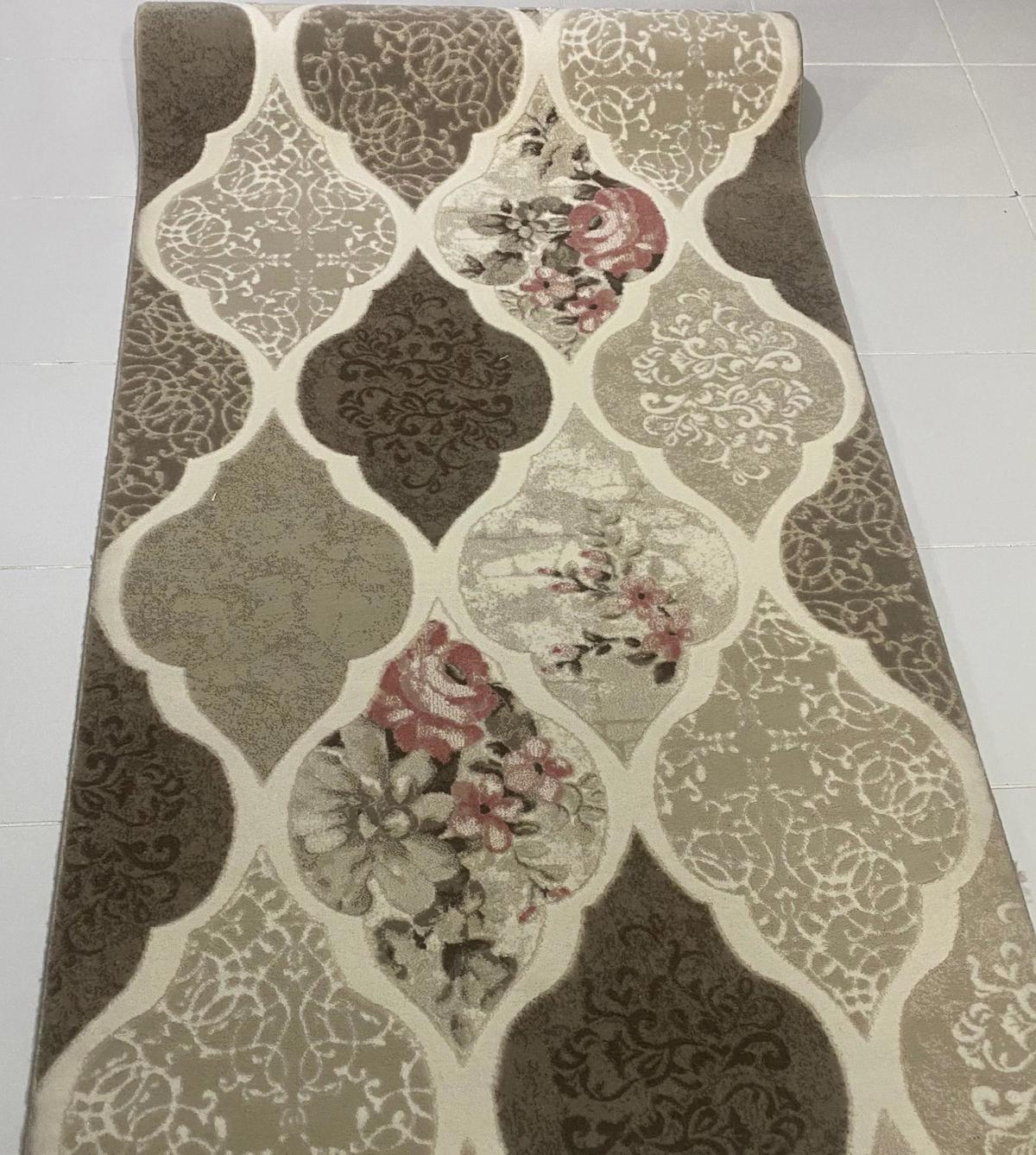 Dinarsu Bodrum HY100041 Kahverengi - Krem 10 mm Polipropilen Silinebilir Yıkanabilir Orta Dikdörtgen Makine Dokuma Oturma Odası-Salon Halısı 100x160 cm