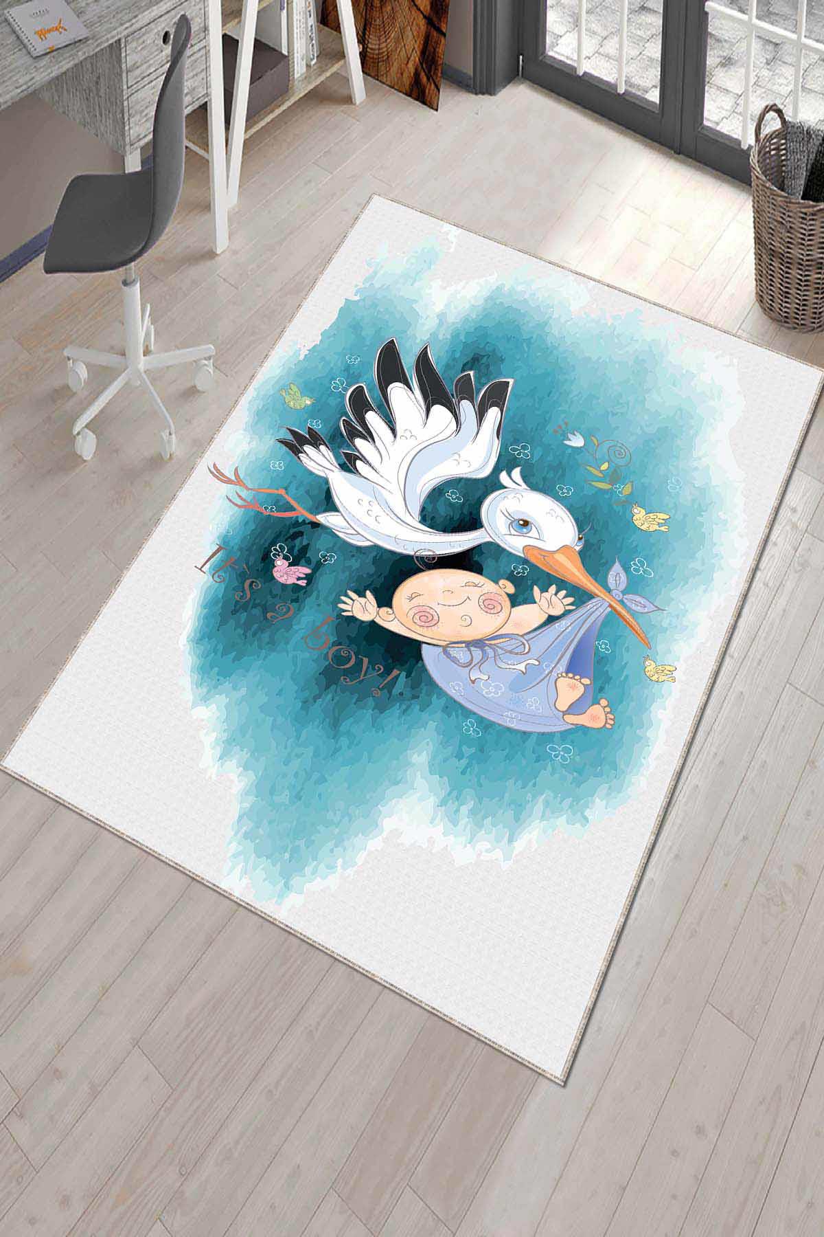 Viva Home AR1030 Çok Renkli 7 mm Mikropolyester Koku Yapmaz-Leke Tutmaz-Toz Tutmaz Yıkanabilir İnce Kaymaz Dot Taban Hayvan Desenli Dikdörtgen Makine Dokuma Halı 120x200 cm