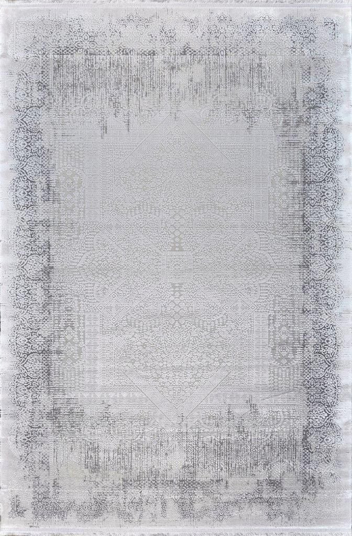 Gümüşsuyu Esiliva 16717 Gri 8 mm Akrilik-Viskon Toz Tutmaz Yıkanabilir İnce Kaymaz Dikdörtgen Makine Dokuma Salon Halısı 140x200 cm