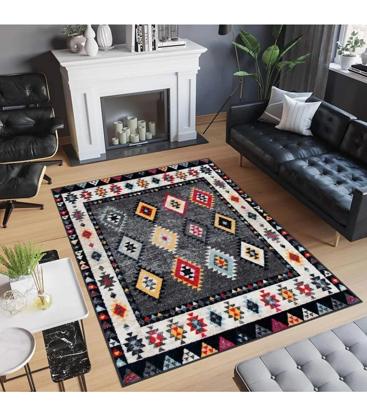 Rovigo Home RVG0514 Çok Renkli 8 mm Polyester Antibakteriyel-Leke Tutmaz-Toz Tutmaz Yıkanabilir İnce Kaymaz Dot Taban Dikdörtgen Makine Dokuma Salon Halısı 80x500 cm