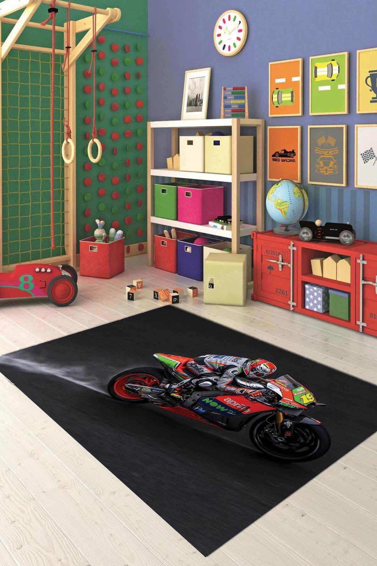 Viva Home KD84 Siyah 7 mm Mikropolyester Antibakteriyel Yıkanabilir İnce Kaymaz Lateks Taban Dikdörtgen Makine Dokuma Çocuk Odası Halısı 100x300 cm