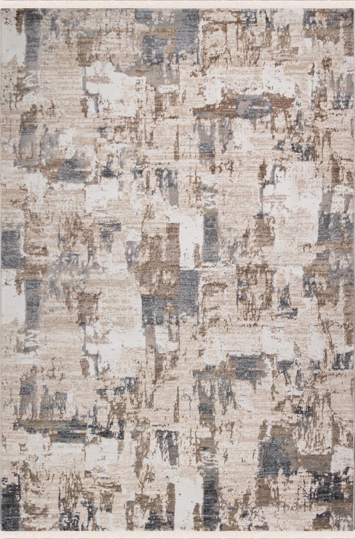 Sanat Halı Hera 3558 Çok Renkli 11 mm Polyester Antibakteriyel Yıkanabilir Kalın Kaymaz Lateks Taban Dikdörtgen Makine Dokuma Salon Halısı 133x190 cm