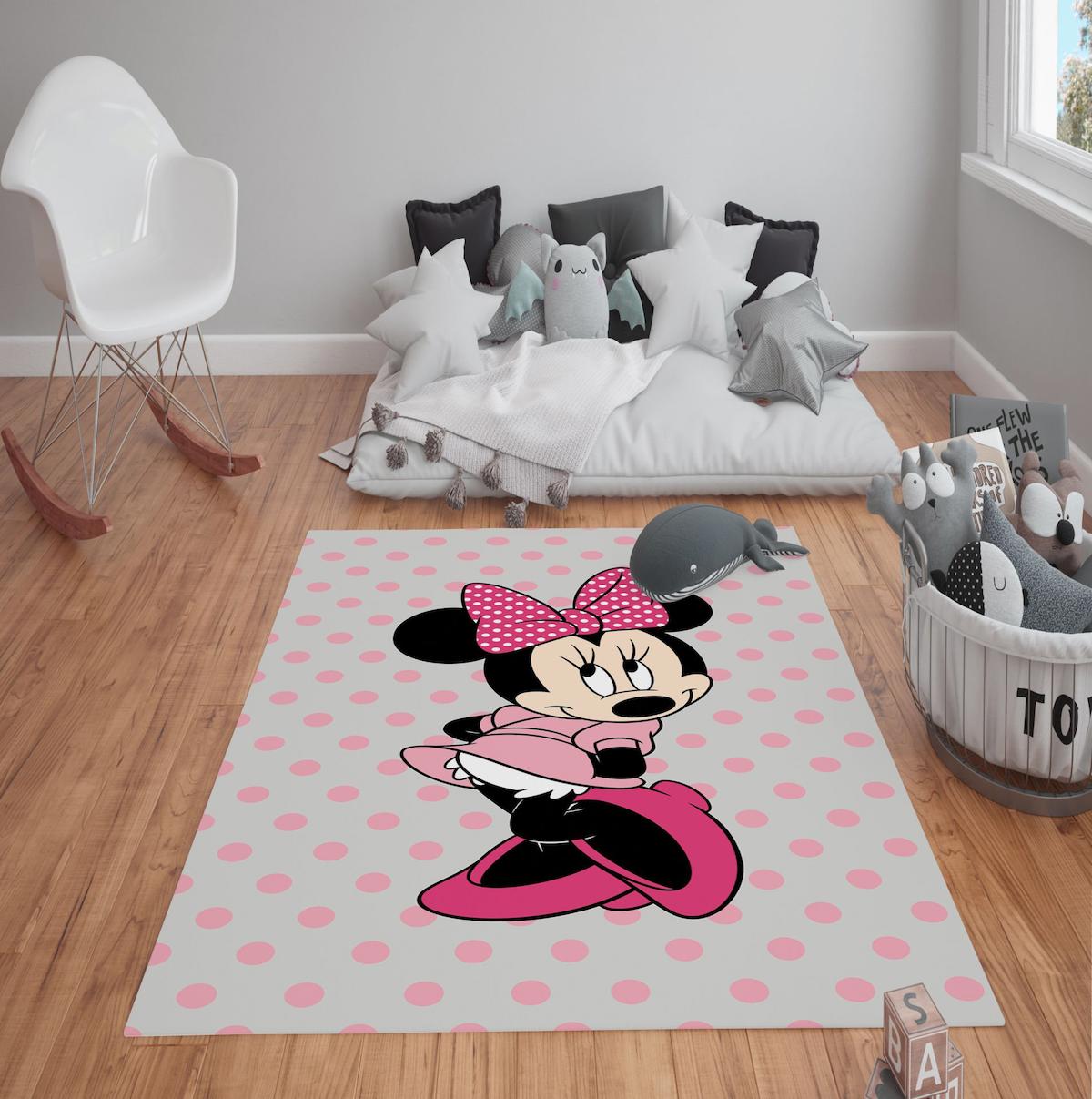 Doruklar Home Collection Krem 0.7 mm Polyester Antibakteriyel Yıkanabilir Kalın Kaymaz Taban Dikdörtgen Makine Dokuma Çocuk Odası Halısı 130x190 cm