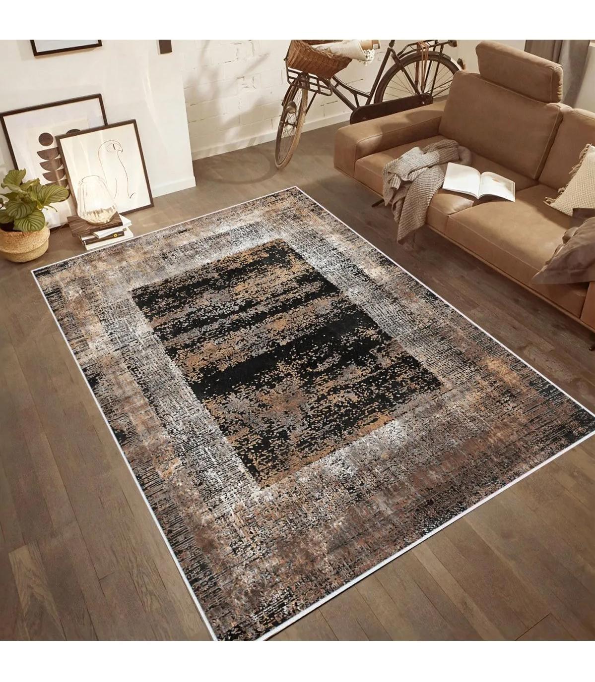 Rovigo Home RVG0517 Çok Renkli 8 mm Polyester Antibakteriyel-Leke Tutmaz-Toz Tutmaz Yıkanabilir İnce Kaymaz Dot Taban Dikdörtgen Makine Dokuma Salon Halısı 100x300 cm
