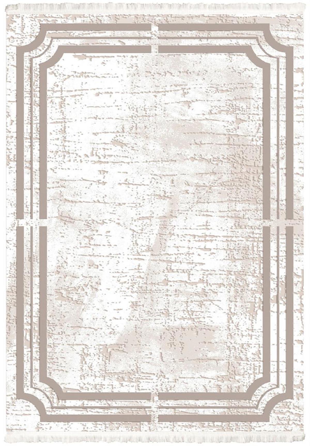 İpek Mekik Halı Sardes 6140A Krem 11 mm Akrilik Yıkanabilir Orta Kaymaz Pamuk Taban Dikdörtgen Makine Dokuma Antre-Çocuk Odası-Salon-Yatak Odası Halısı 100x300 cm