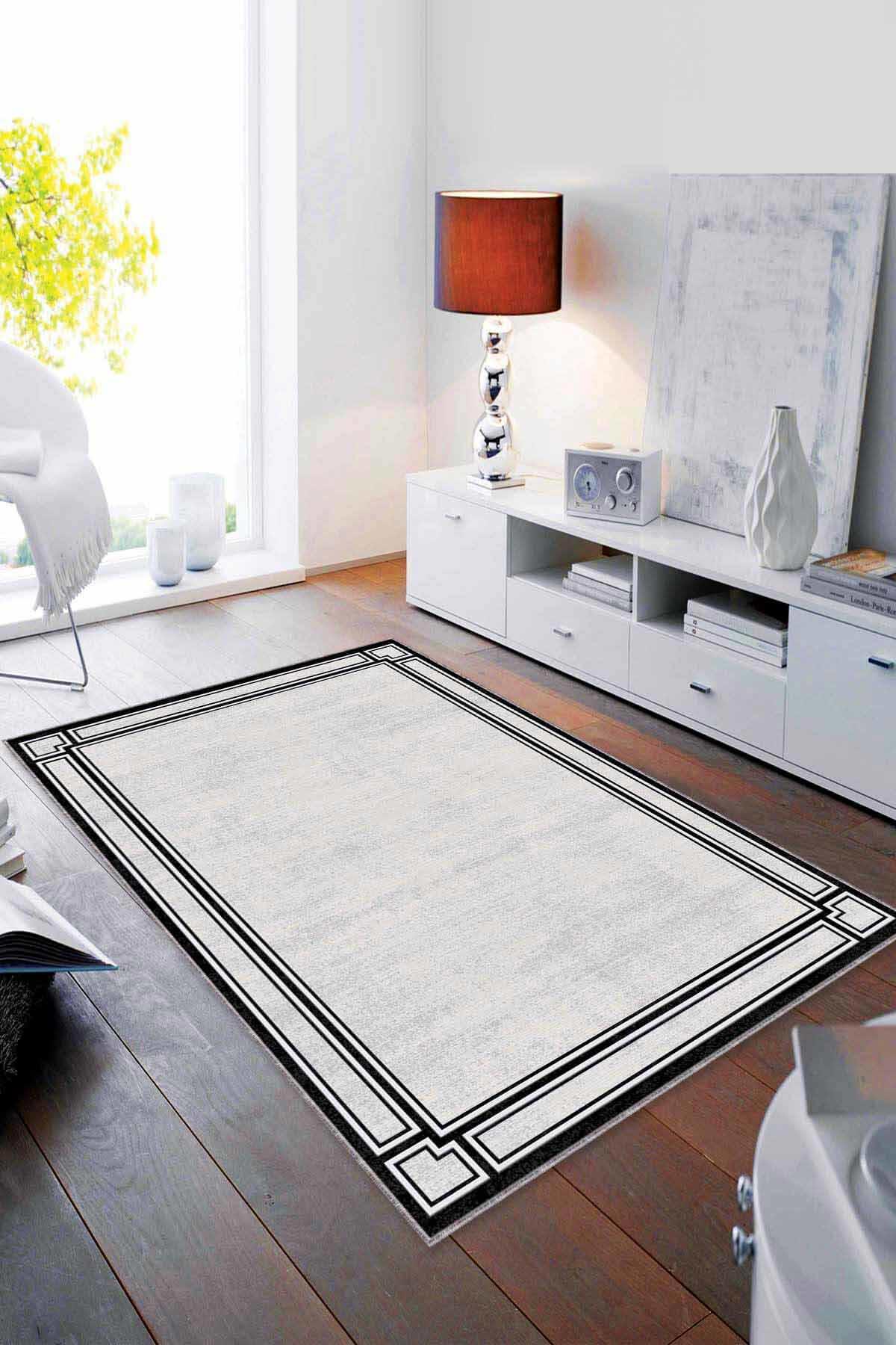 Viva Home RV053 Gri 7 mm Mikropolyester Toz Tutmaz Yıkanabilir İnce Kaymaz Dot Taban Dikdörtgen Makine Dokuma Salon Halısı 120x200 cm