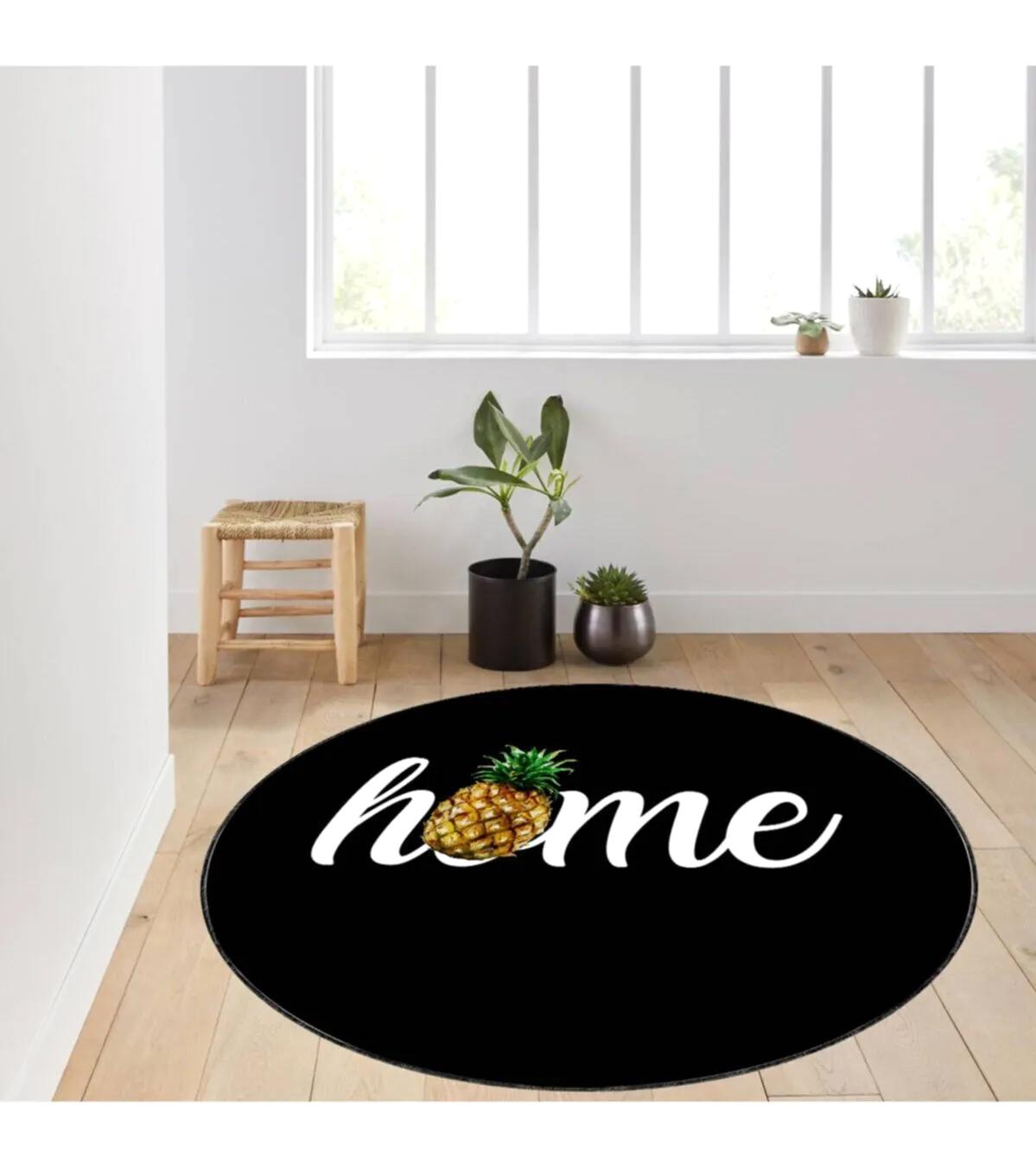Rovigo Home RVG7134 Çok Renkli 8 mm Polyester Antibakteriyel-Leke Tutmaz-Toz Tutmaz Yıkanabilir İnce Kaymaz Dot Taban Yuvarlak Makine Dokuma Salon Halısı 80x150 cm