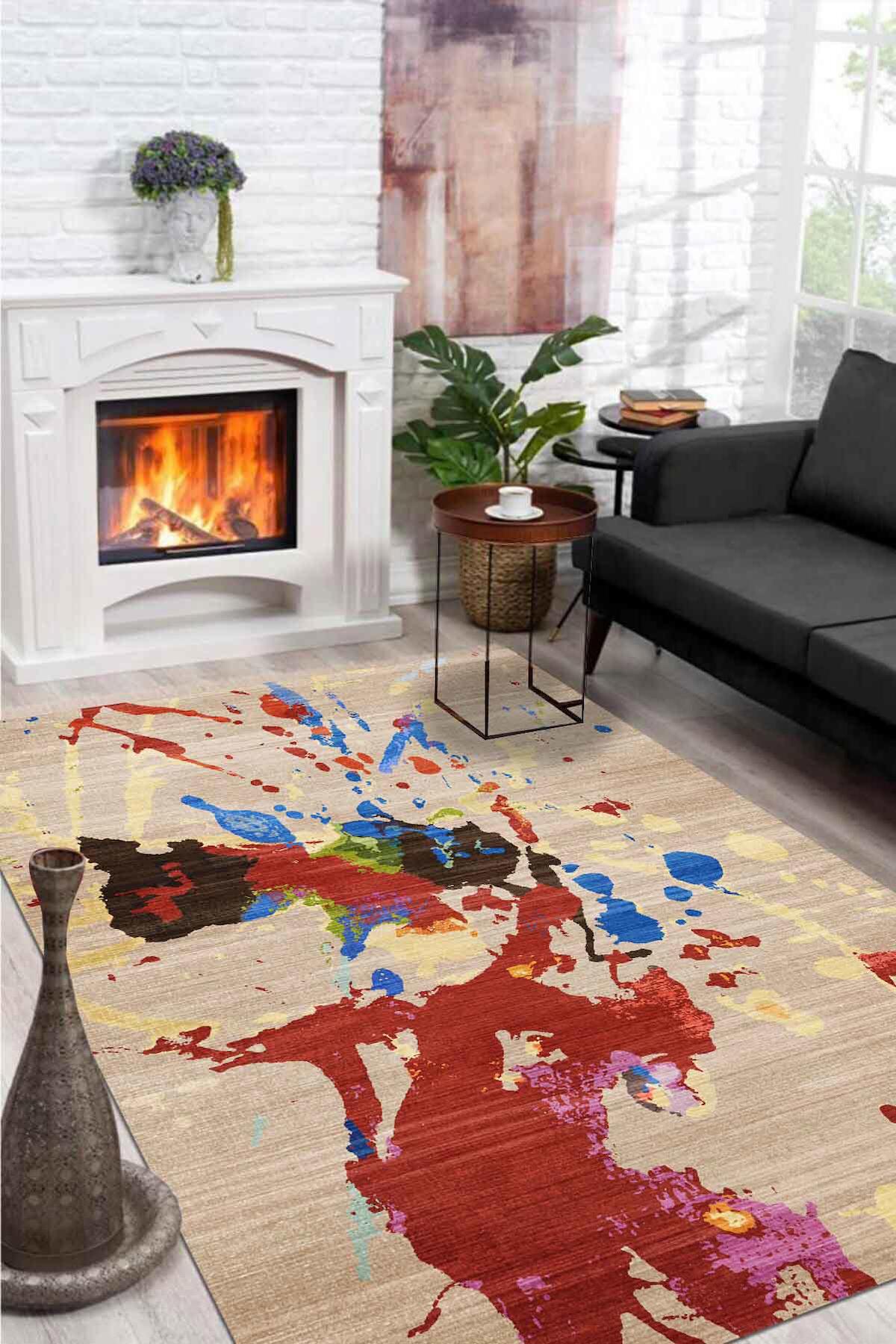 Aida Home Anemon Krem 0.5 mm Pamuk Yıkanabilir İnce Kaymaz Jüt Taban Dikdörtgen Makine Dokuma Salon Halısı 80x200 cm