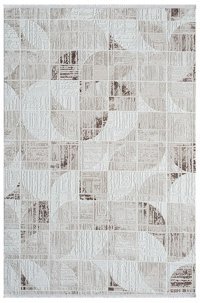 Kreasyon Halı MX007 Krem 8 mm Polyester Yıkanabilir Kalın Dikdörtgen Makine Dokuma Salon Halısı 125x200 cm