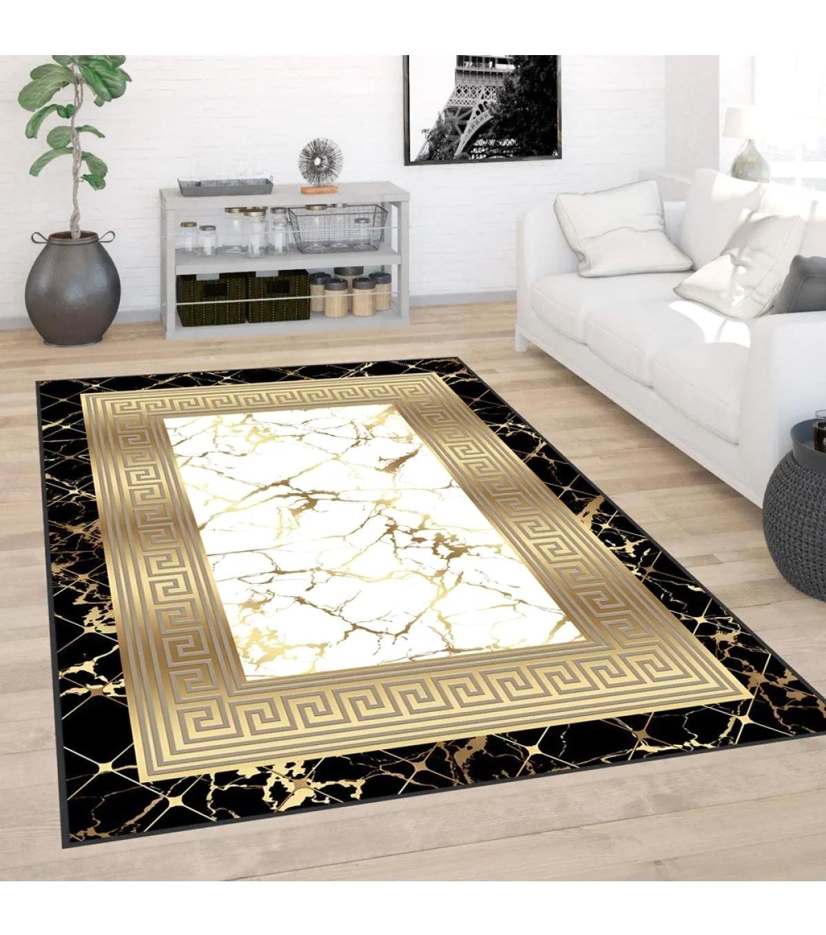 Rovigo Home RVG0385 Krem 8 mm Polyester Antibakteriyel-Leke Tutmaz-Toz Tutmaz Yıkanabilir İnce Kaymaz Dot Taban Dikdörtgen Makine Dokuma Salon Halısı 120x180 cm