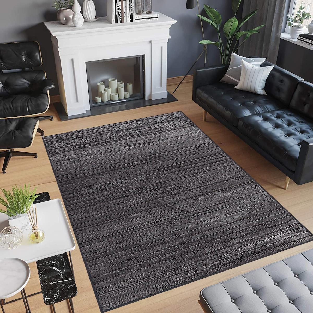 Rovigo Home RVG0709 Gri 8 mm Polyester Antibakteriyel-Leke Tutmaz-Toz Tutmaz Yıkanabilir İnce Kaymaz Dot Taban Dikdörtgen Makine Dokuma Salon Halısı 100x300 cm