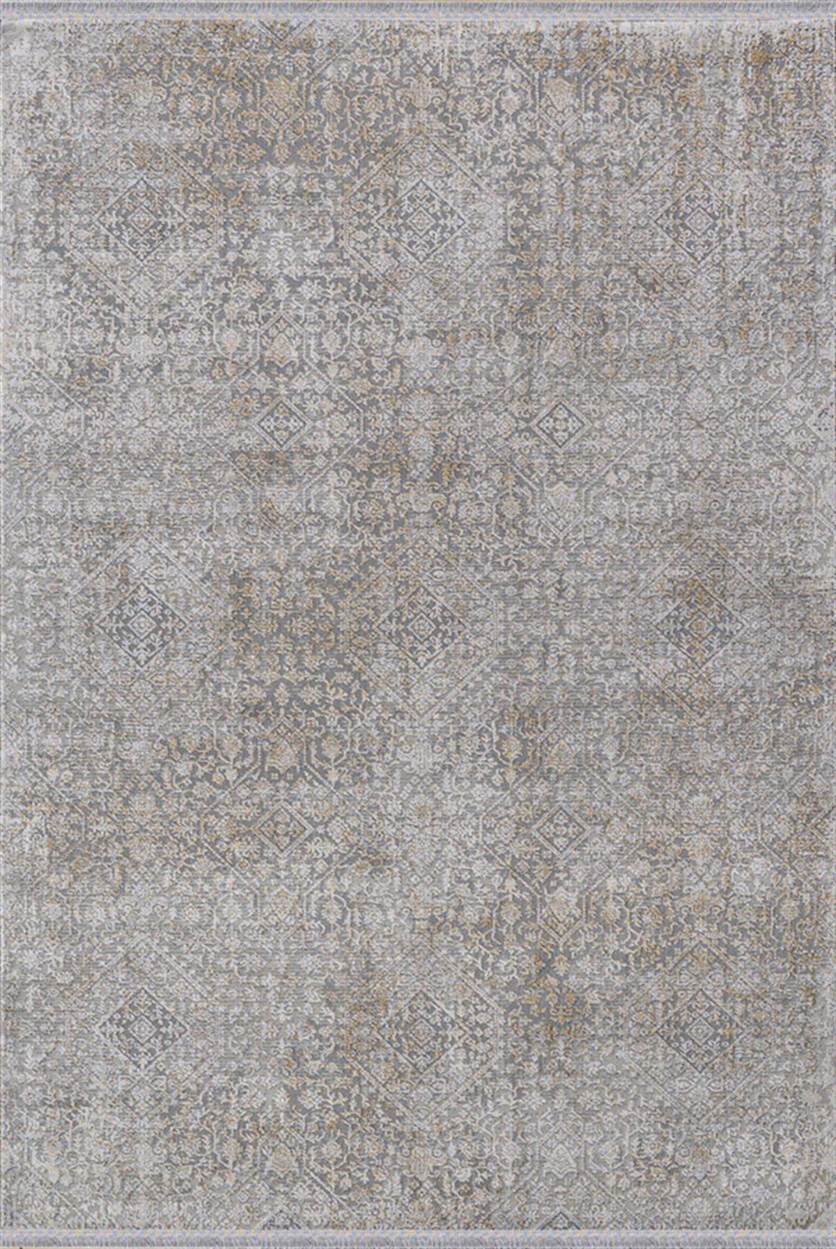 Dinarsu Vintage 36450 Gri 5 mm Polyester Silinebilir Yıkanabilir İnce Kaymaz Dikdörtgen Makine Dokuma Salon Halısı 80x120 cm