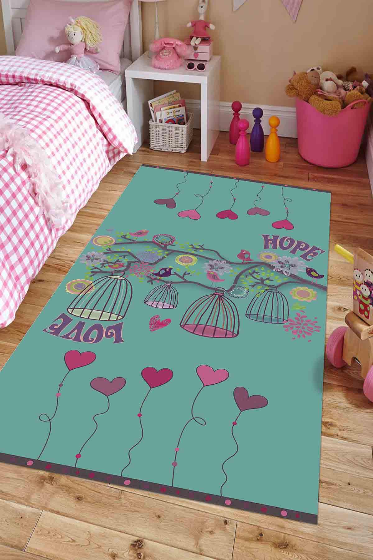 Latte Dizayn Glenda Krem 7 mm Pamuk Antibakteriyel Yıkanabilir İnce Kaymaz Pamuk Taban Dikdörtgen Makine Dokuma Çocuk Odası Halısı 80x300 cm