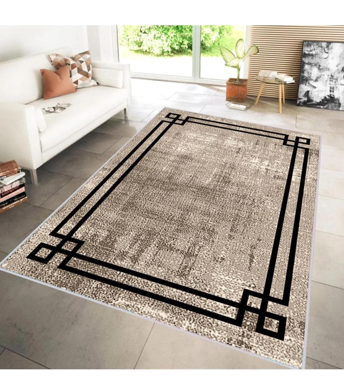 Rovigo Home RVG0154-SD571 Krem 8 mm Polyester Yıkanabilir Orta Kaymaz Dot Taban Dikdörtgen Makine Dokuma Salon Halısı 100x200 cm
