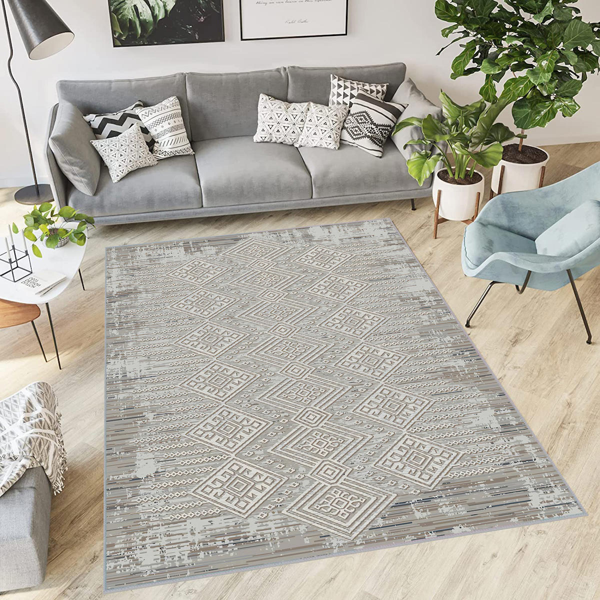 Rovigo Home RVG0566 Krem 8 mm Polyester Antibakteriyel-Leke Tutmaz-Toz Tutmaz Yıkanabilir İnce Kaymaz Dot Taban Dikdörtgen Makine Dokuma Salon Halısı 200x290 cm