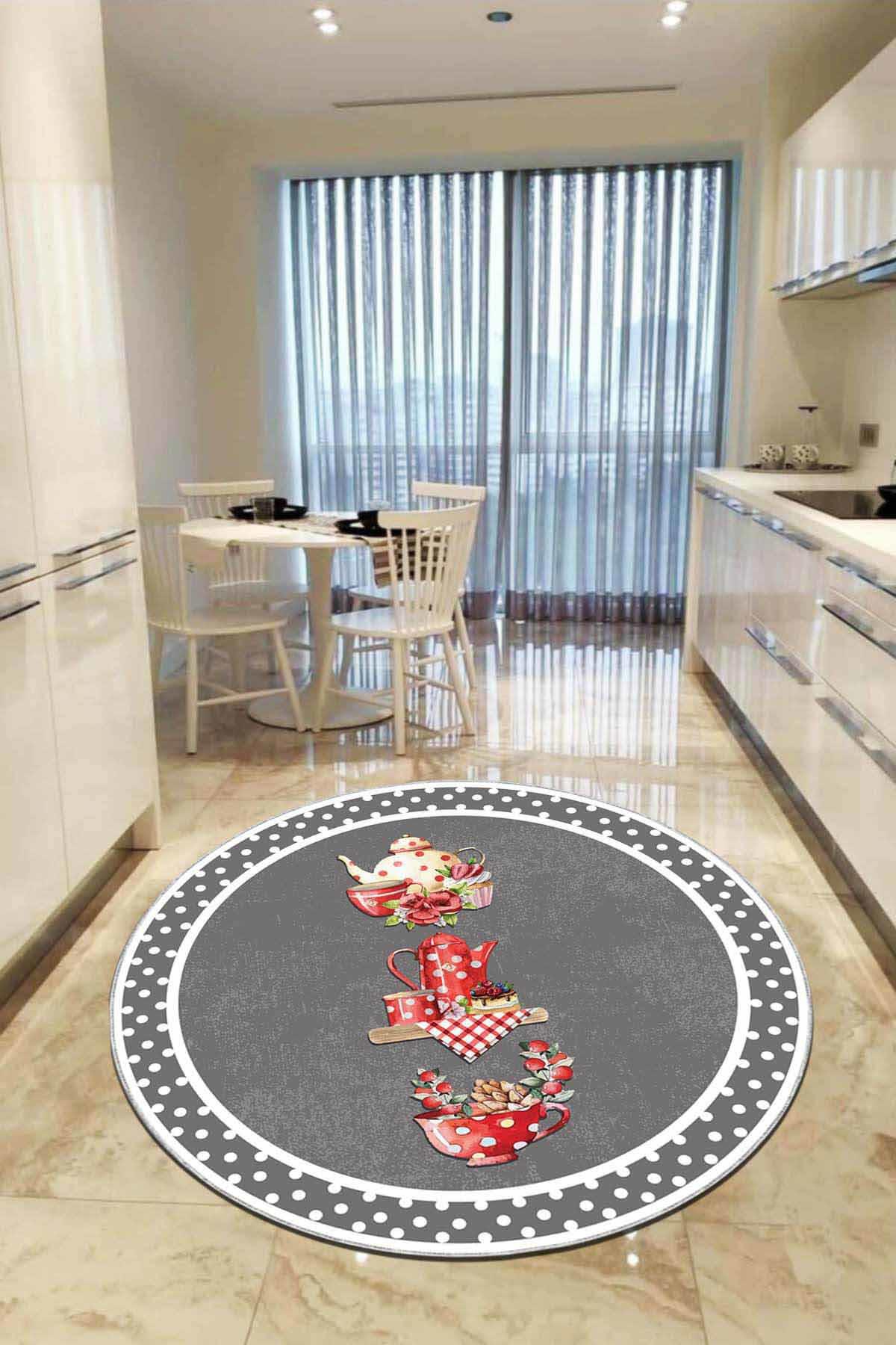 Viva Home AR843 Gri 7 mm Mikropolyester Toz Tutmaz Yıkanabilir İnce Kaymaz Dot Taban Yuvarlak Makine Dokuma Salon Halısı 200x300 cm
