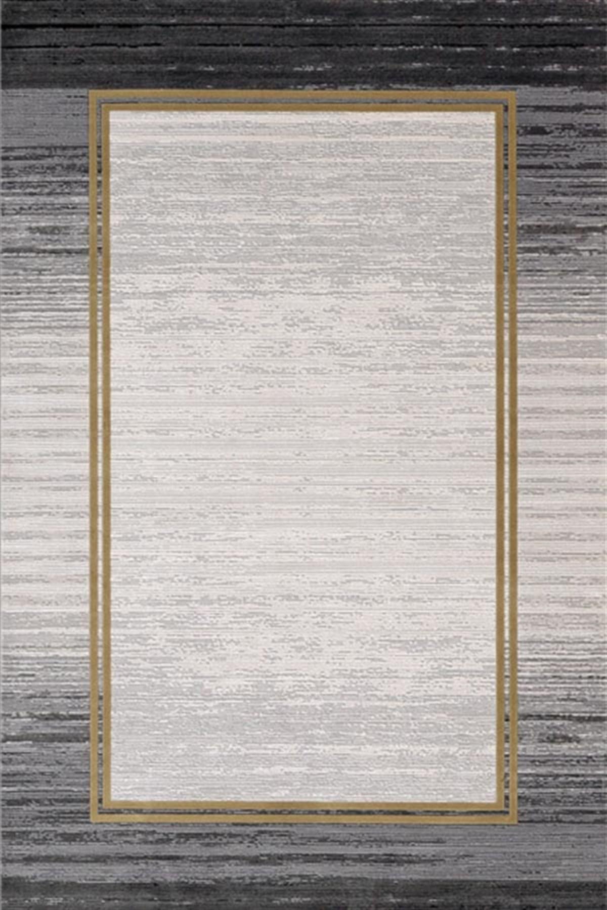 Merinos Rodin 34675 Gri 8 mm Akrilik Toz Tutmaz Yıkanabilir Kalın Kaymaz Dikdörtgen Makine Dokuma Salon Halısı 100x200 cm