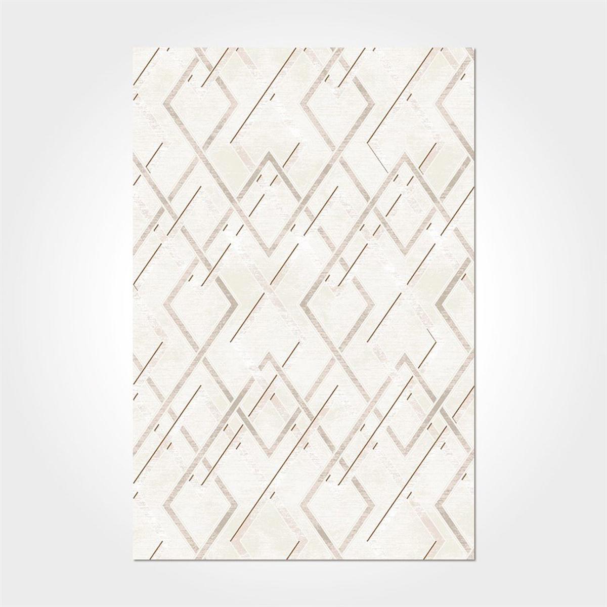 Crea Halı Royal 14961K Bej-Krem 11 mm Akrilik Toz Tutmaz Yıkanabilir Orta Pamuk Taban Dikdörtgen Makine Dokuma Salon Halısı 80x150 cm