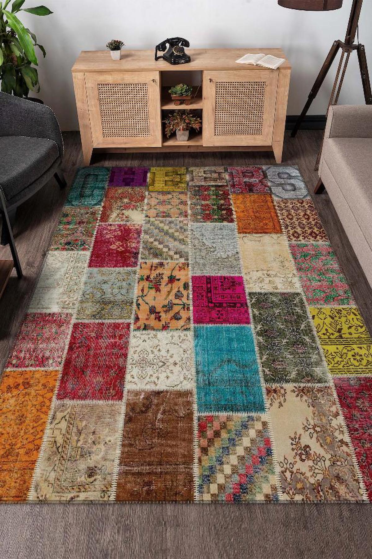 Homshtag Sağlığına Krem 4 mm Pamuk Antistatik Yıkanabilir İnce Kaymaz Dikdörtgen Makine Dokuma Salon Halısı 180x250 cm