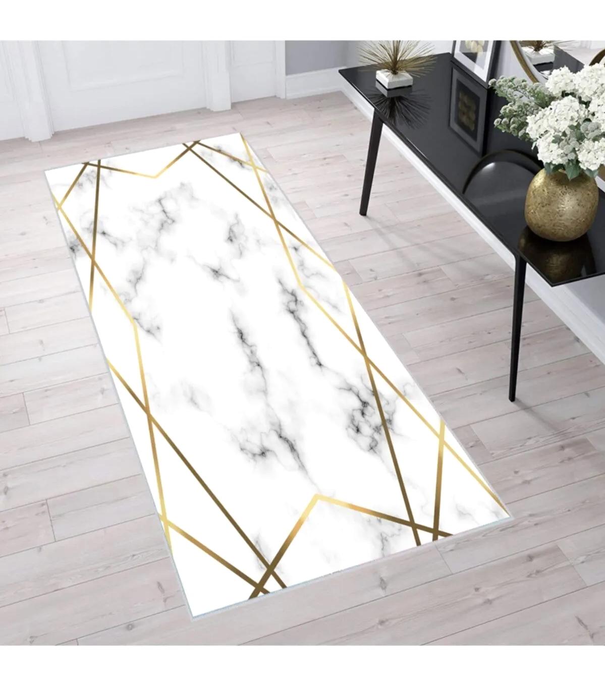 Rovigo Home RVG1286 Krem 8 mm Polyester Leke Tutmaz-Toz Tutmaz Yıkanabilir İnce Kaymaz Dot Taban Dikdörtgen Makine Dokuma Salon Halısı 200x290 cm