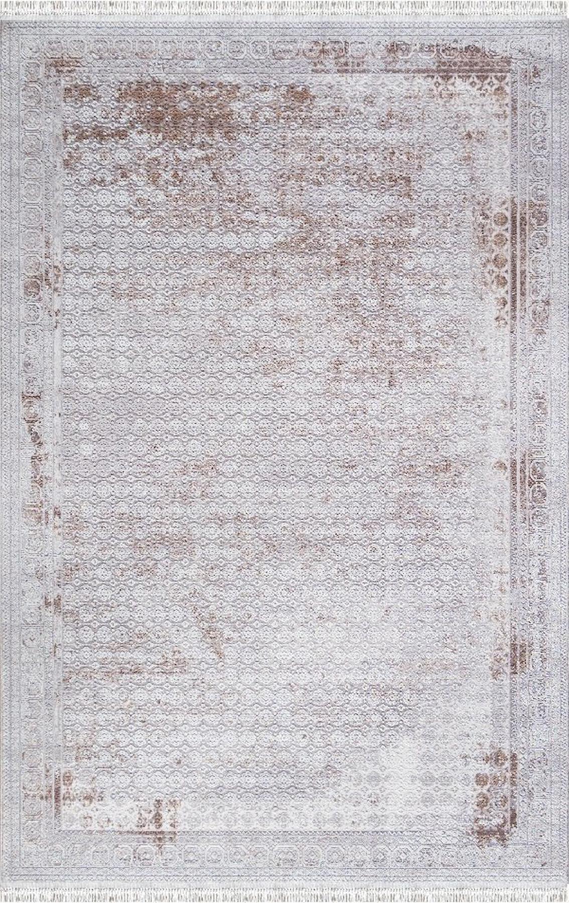 Merinos Rodin 60893 Krem 11 mm Akrilik Toz Tutmaz Yıkanabilir Kalın Kaymaz Dikdörtgen Makine Dokuma Salon Halısı 100x200 cm