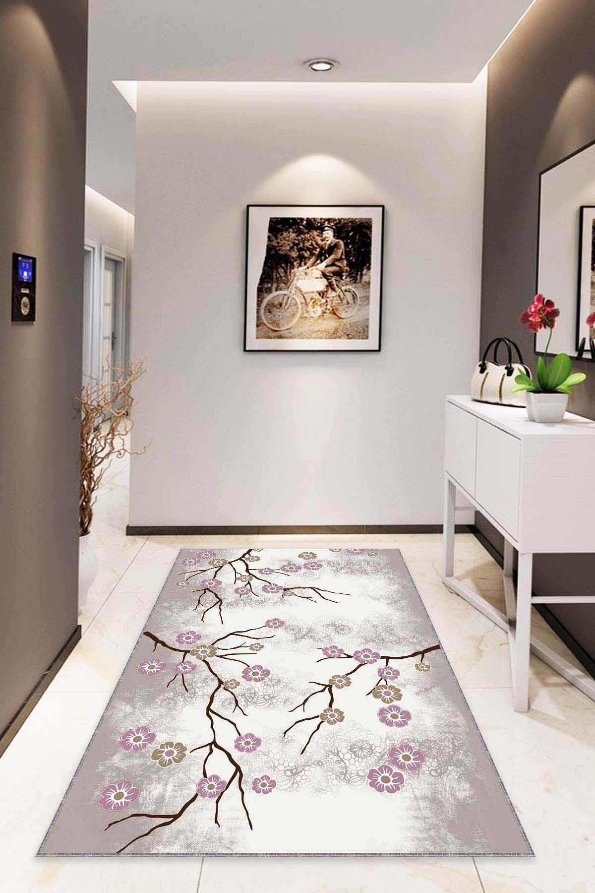 Viva Home FW003 Pembe 7 mm Mikropolyester Leke Tutmaz Yıkanabilir İnce Kaymaz Dot Taban Dikdörtgen Makine Dokuma Salon Halısı 140x200 cm