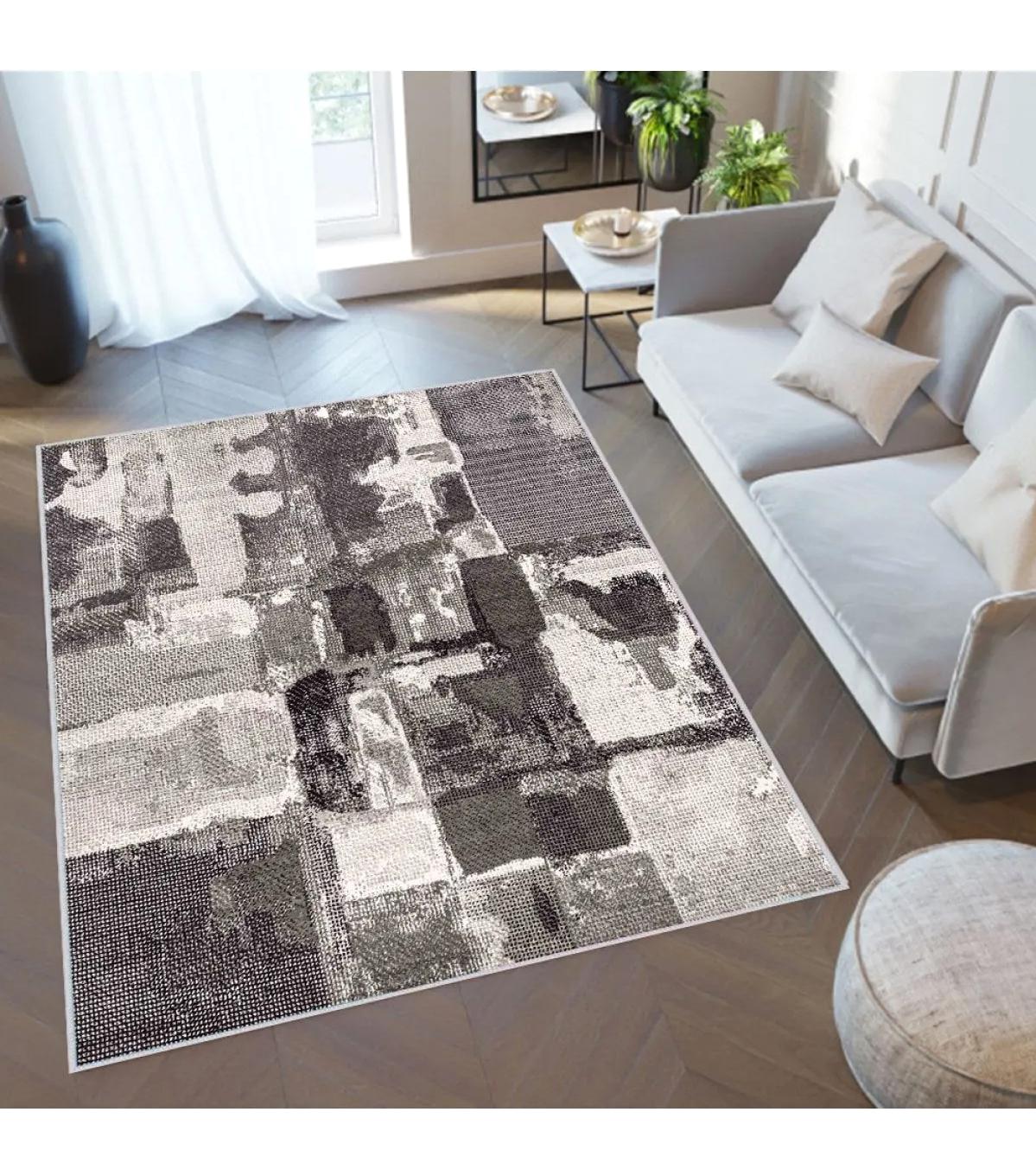Rovigo Home RVG0340 Gri 8 mm Polyester Leke Tutmaz-Toz Tutmaz Yıkanabilir İnce Kaymaz Dot Taban Dikdörtgen Makine Dokuma Salon Halısı 180x280 cm