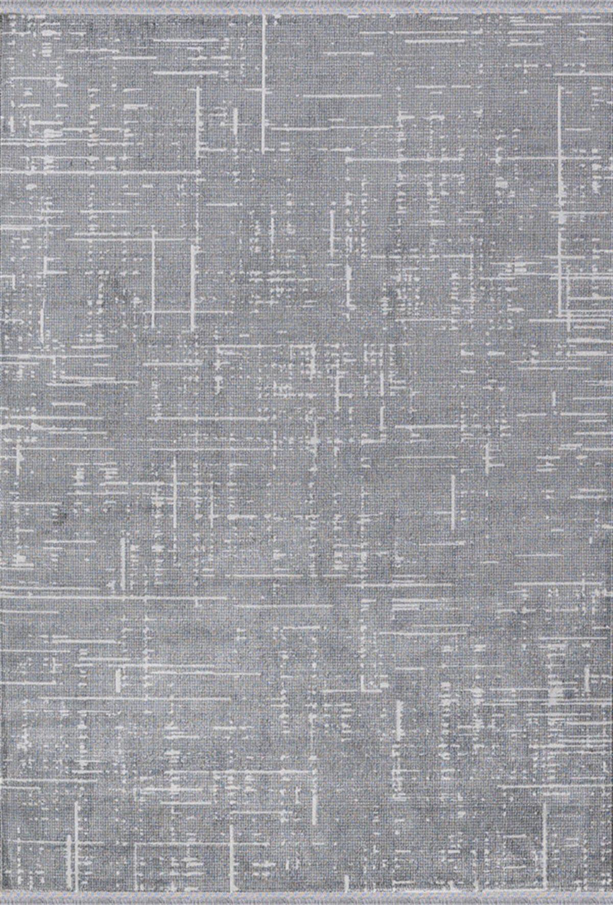 Dinarsu Vintage 36600 Gri 5 mm Polyester Silinebilir Yıkanabilir İnce Kaymaz Dikdörtgen Makine Dokuma Salon Halısı 100x150 cm