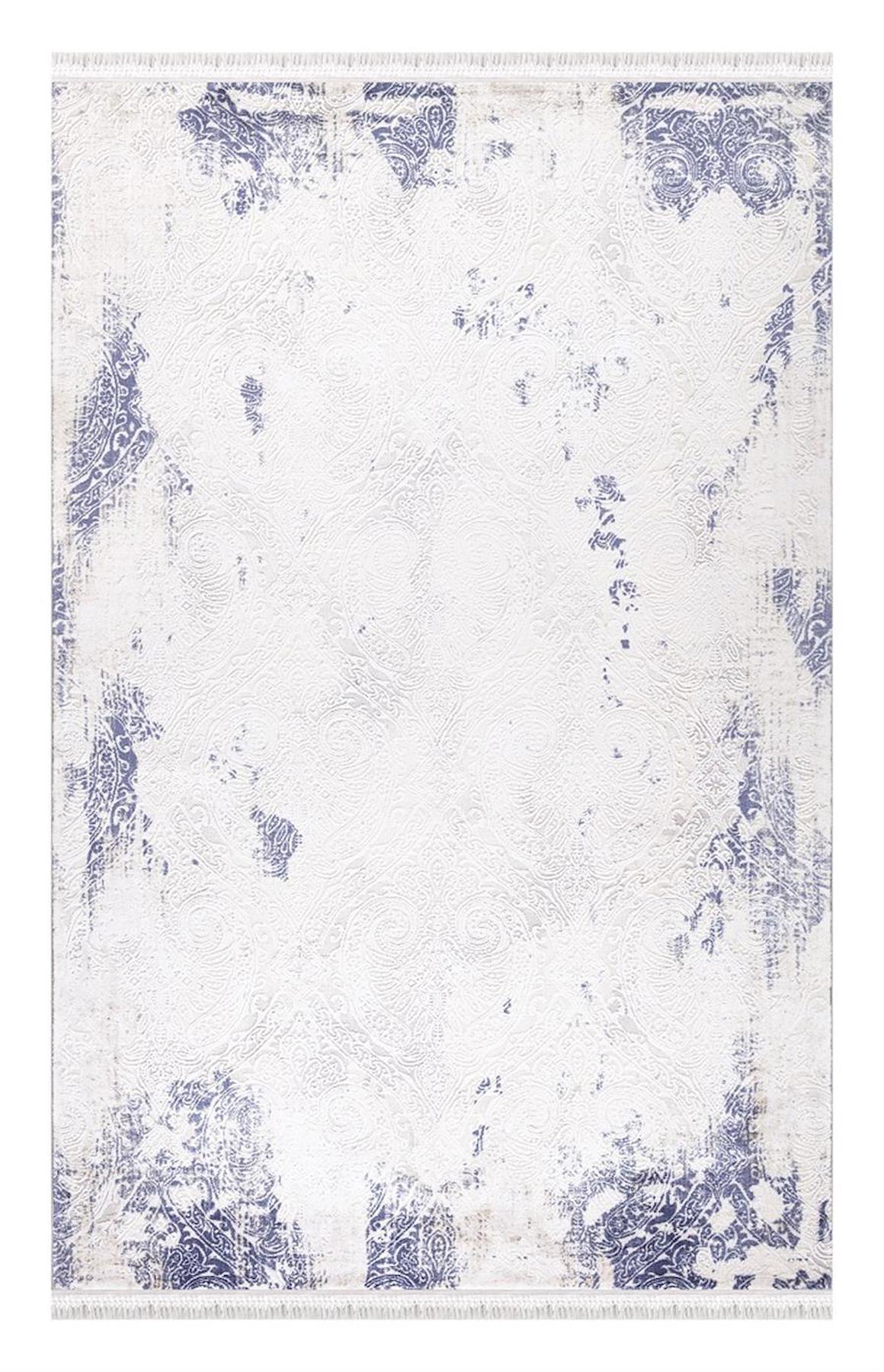 İpek Mekik Halı Blossom 13551 Mavi 10 mm Bambu Yıkanabilir Orta Kaymaz Jüt Taban Dikdörtgen Makine Dokuma Antre-Çocuk Odası-Salon-Yatak Odası Halısı 100x150 cm