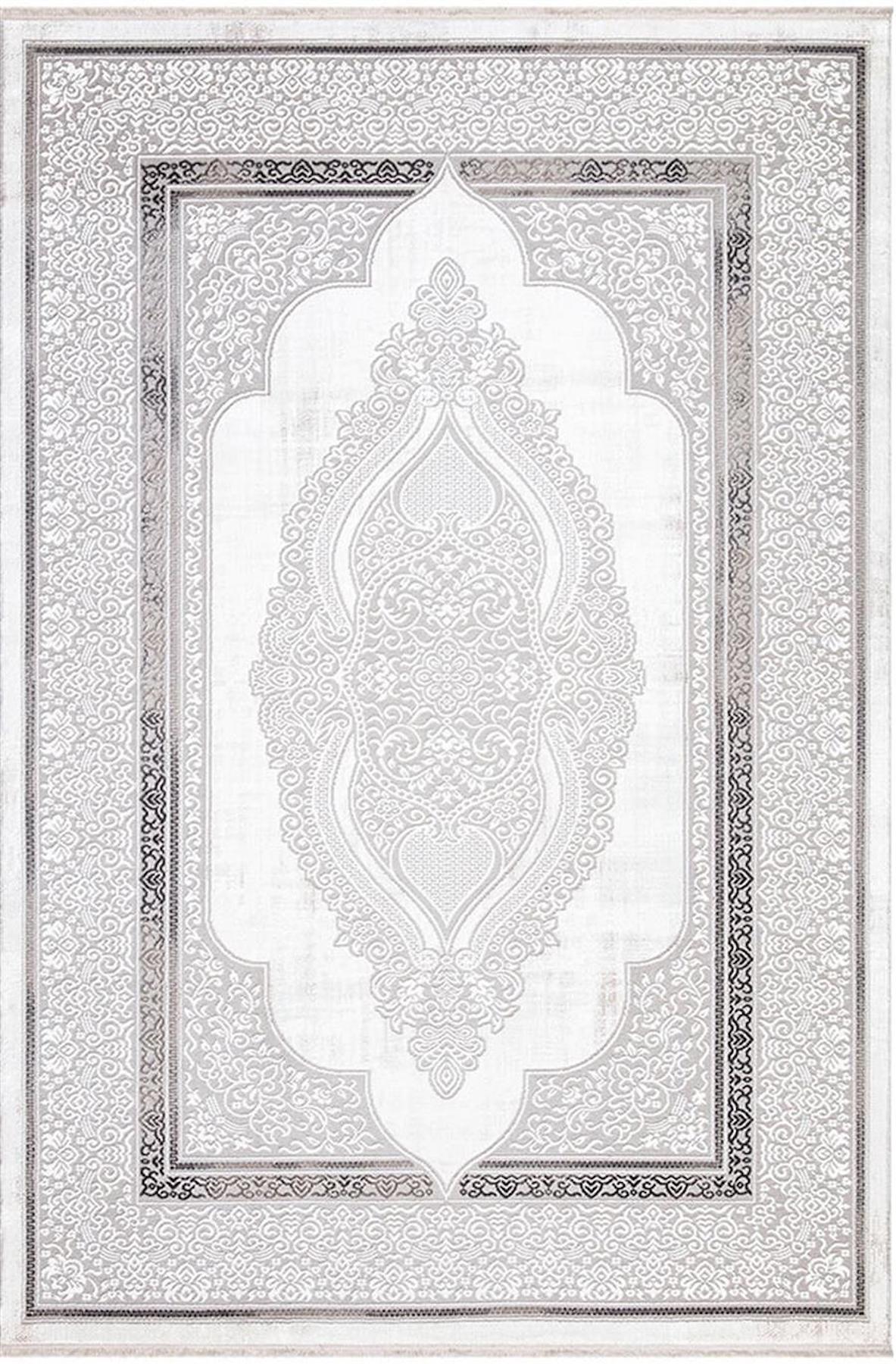 İpek Mekik Halı Gordion 16105 Gri 8 mm Polyester Yıkanabilir Orta Kaymaz Pamuk Taban Dikdörtgen Makine Dokuma Antre-Çocuk Odası-Salon-Yatak Odası Halısı 80x300 cm