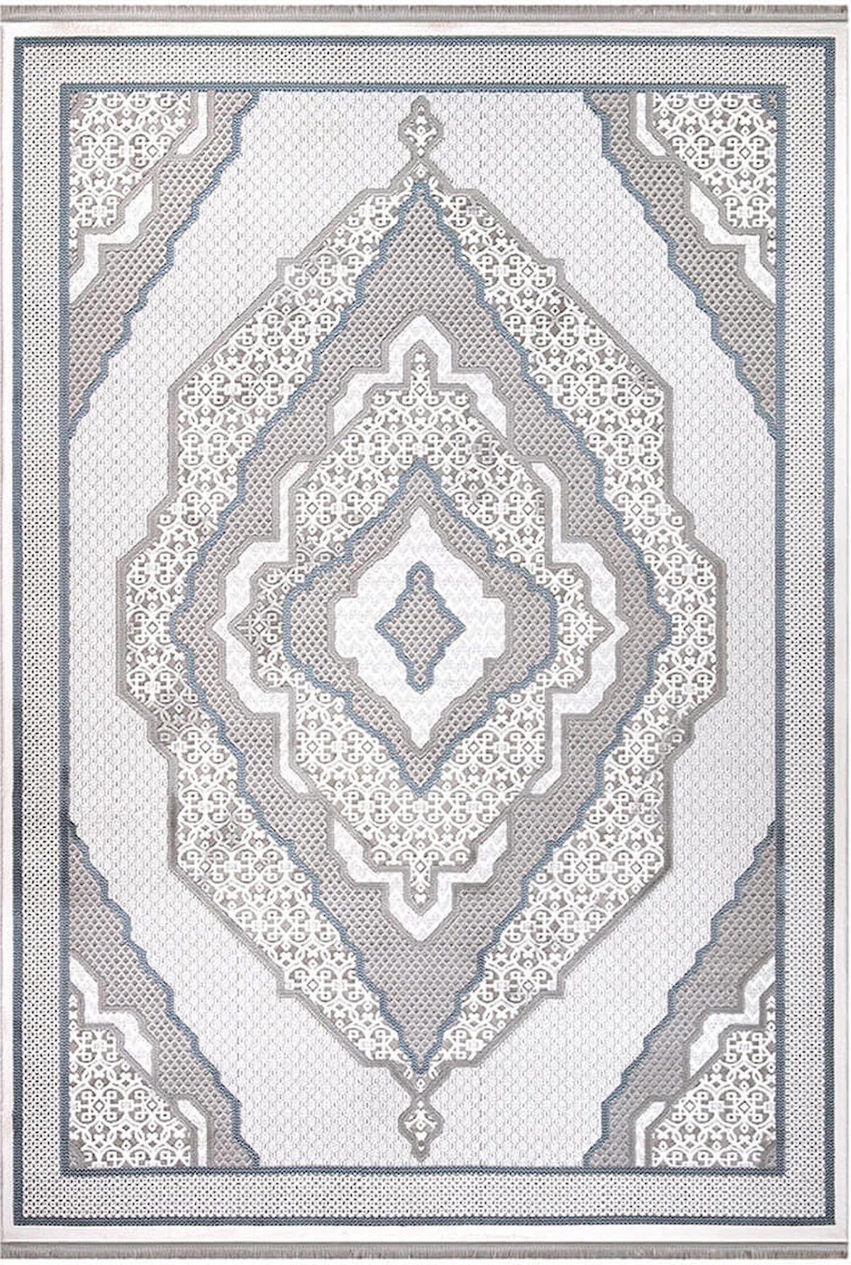 İpek Home Sardes 6934A Bej-Gri 10 mm Akrilik Yıkanabilir Orta Kaymaz Pamuk Taban Dikdörtgen Makine Dokuma Antre-Çocuk Odası-Salon-Yatak Odası Halısı 160x230 cm