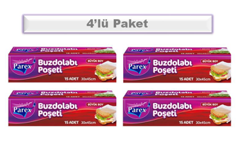 Parex Büyük 30x45 Buz Dolabı Poşeti 4x15 Adet