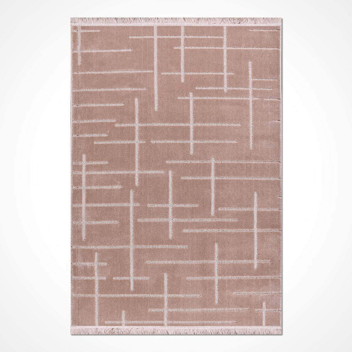 Crea Halı Leyla 9336BJ Krem 7 mm Polyester Toz Tutmaz Yıkanabilir Orta Soyut Temalı Dikdörtgen Makine Dokuma Salon Halısı 180x280 cm