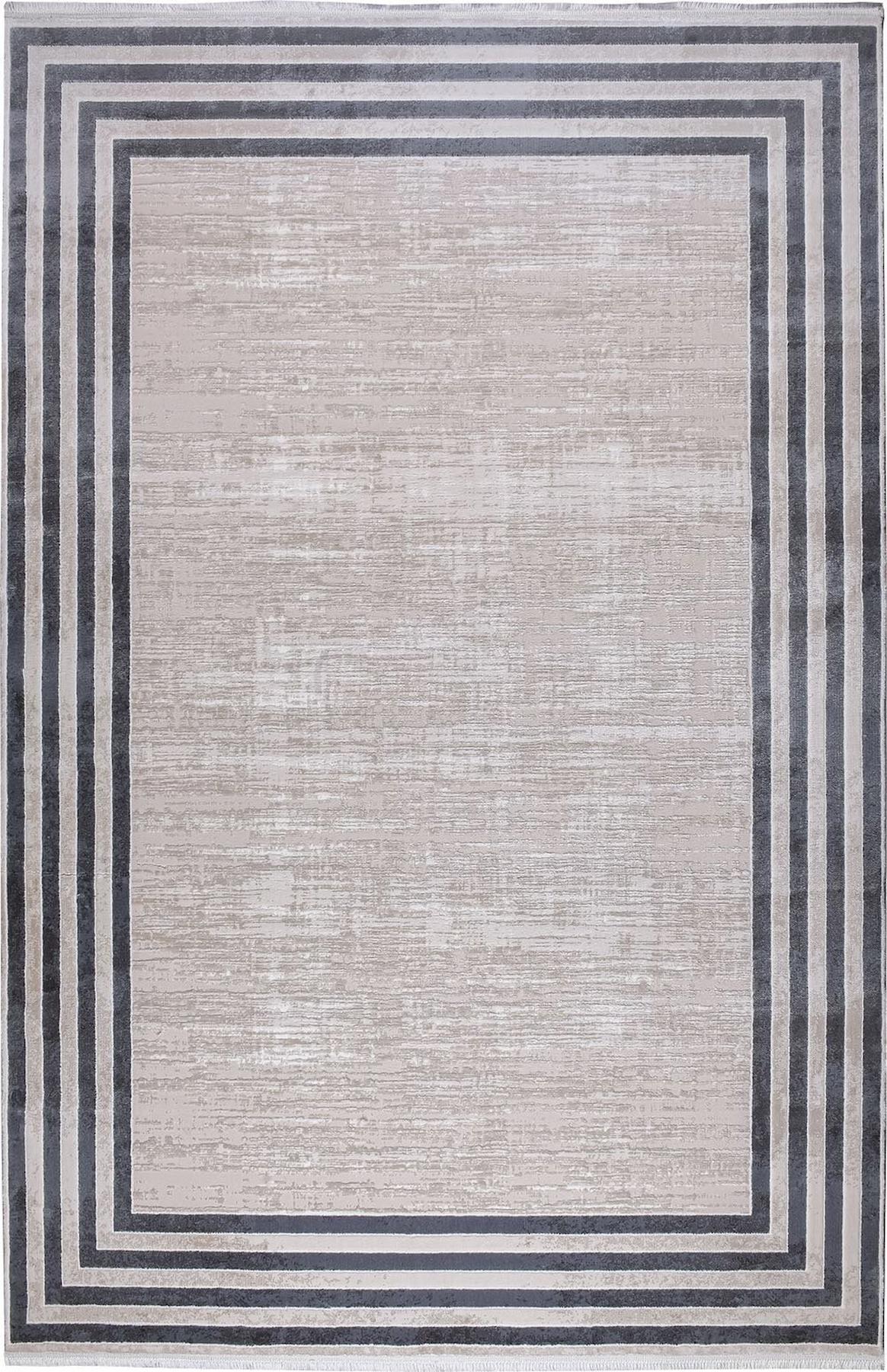Kreasyon Halı Elkenz 7562 Krem 12 mm Akrilik Yıkanabilir Kalın Pamuk Taban Dikdörtgen Makine Dokuma Salon Halısı 150x233 cm