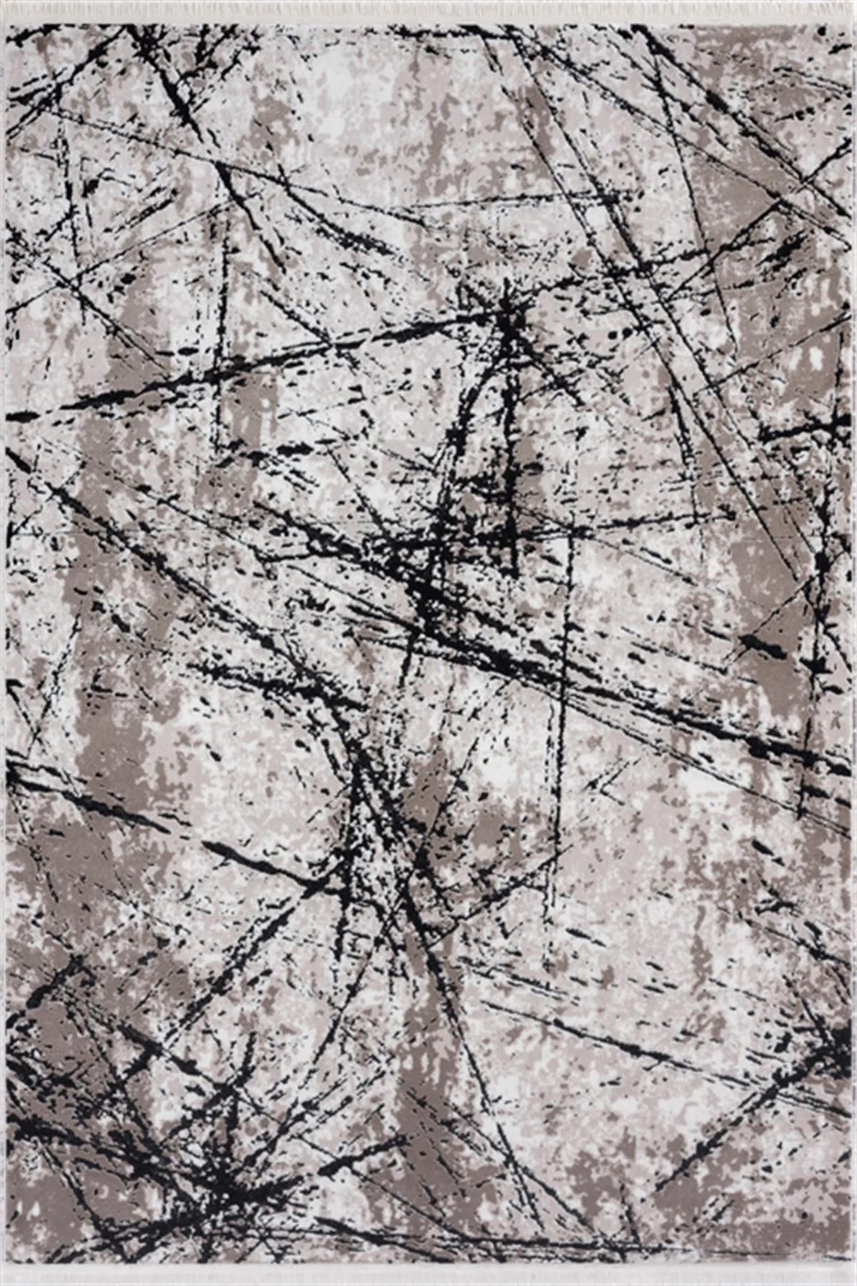 Seyran Halı Roma 413 Siyah 10 mm Akrilik Silinebilir Yıkanabilir Orta Dikdörtgen Makine Dokuma Salon Halısı 140x200 cm