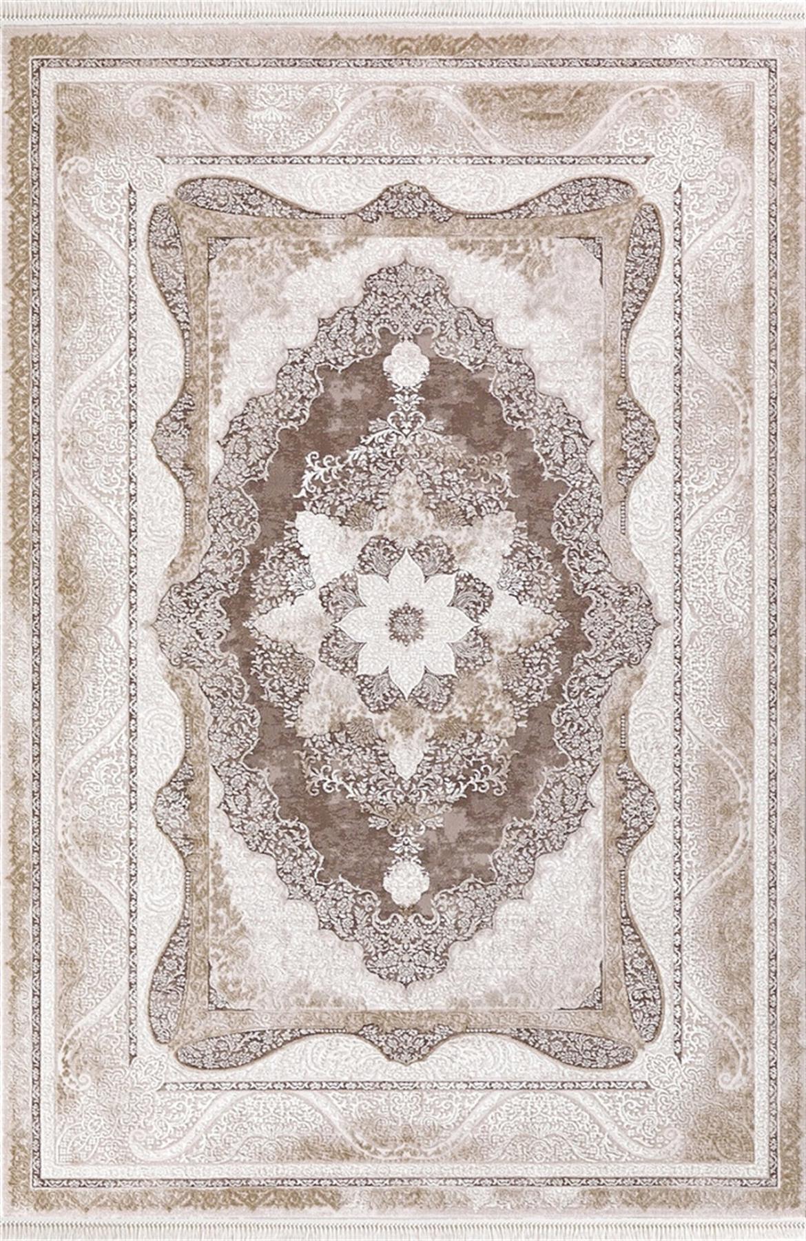 Dinarsu Arora 31888 Kahverengi 11 mm Akrilik Silinebilir Yıkanabilir Orta Kaymaz Dikdörtgen Makine Dokuma Oturma Odası Halısı 80x300 cm
