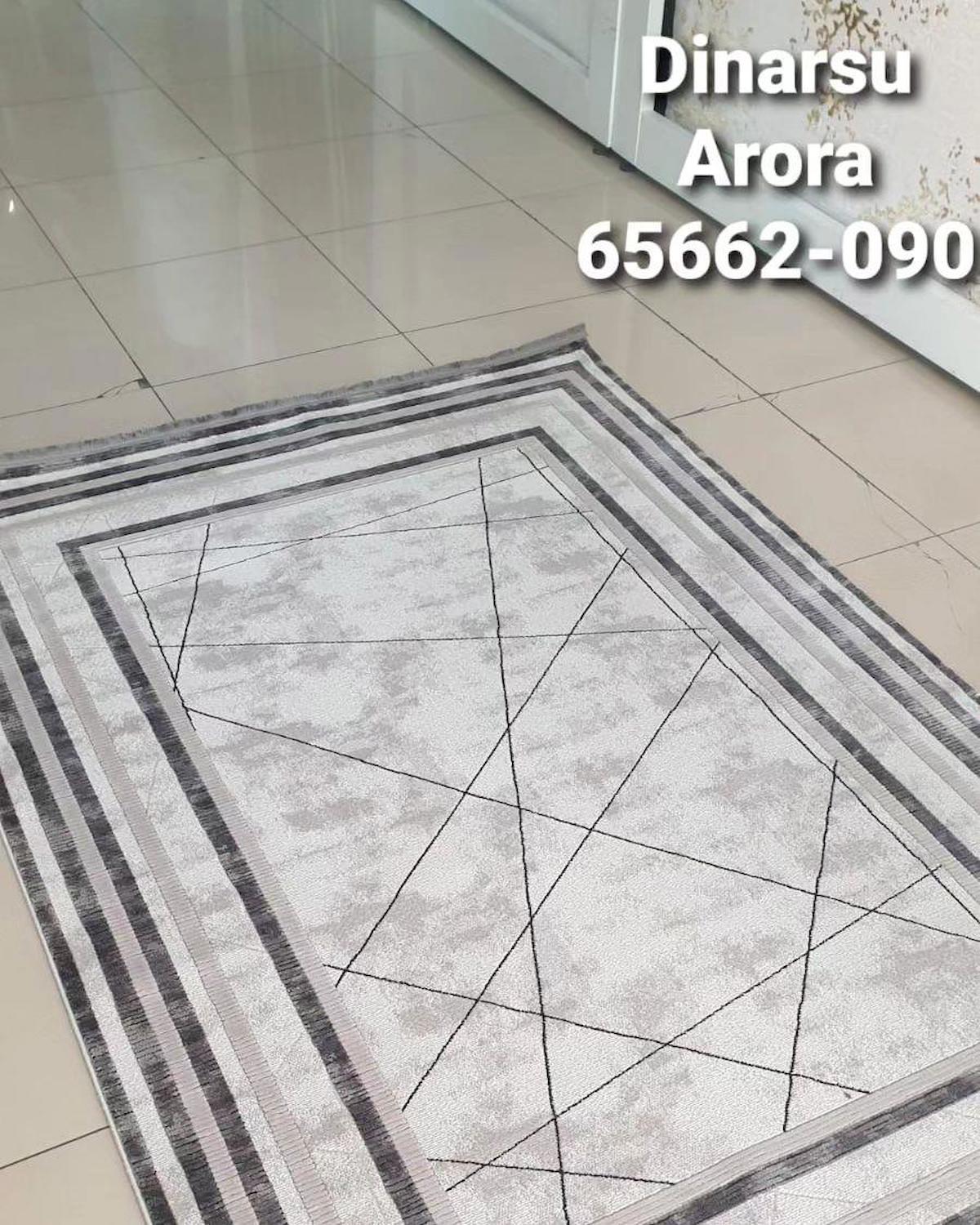 Dinarsu Arora 65662 Gri 10 mm Akrilik Silinebilir Yıkanabilir Orta Kaymaz Dikdörtgen Makine Dokuma Oturma Odası-Salon Halısı 120x180 cm