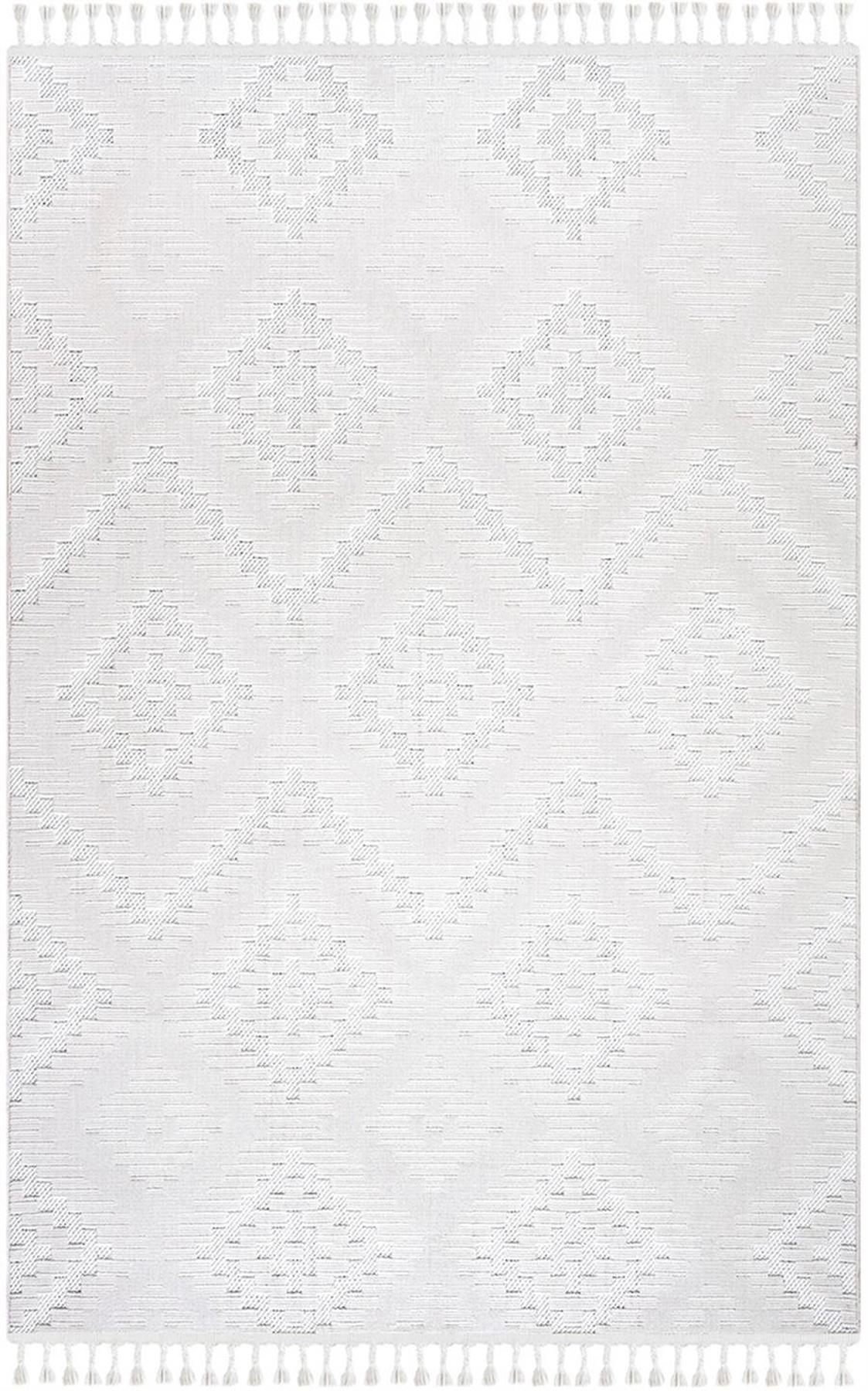 İpek Mekik Halı Lupin 18550 Gri 10 mm Polyester Yıkanabilir Orta Kaymaz Pamuk Taban Dikdörtgen Antre-Çocuk Odası-Salon-Yatak Odası Halısı 100x150 cm