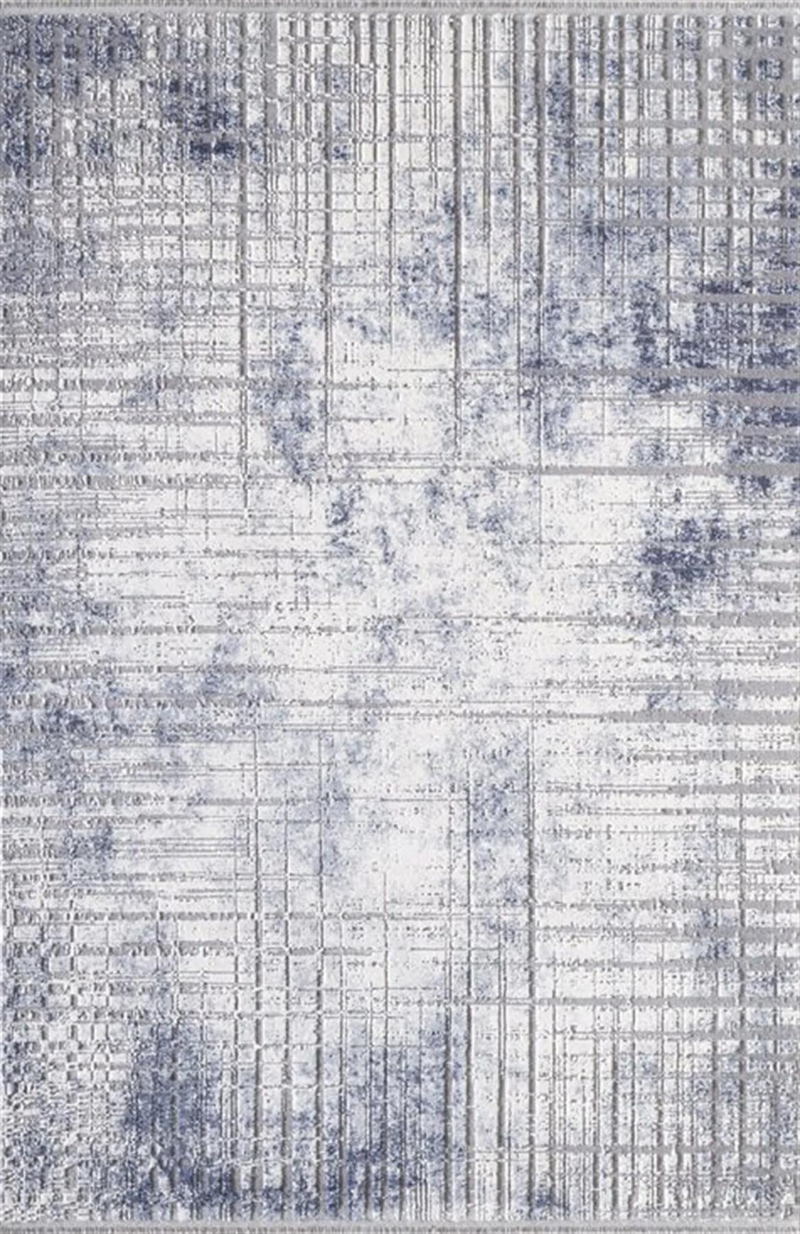 Artemis Halı Artex 5854A Mavi Akrilik Yıkanabilir İnce Kaymaz Jüt Taban Dikdörtgen Makine Dokuma Salon Halısı 120x300 cm
