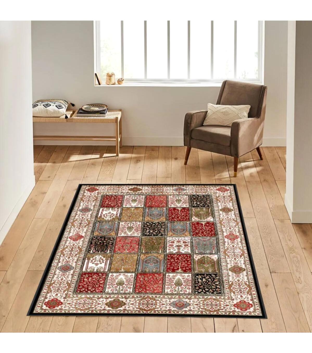 Rovigo Home RVG1631 Çok Renkli 8 mm Polyester Antibakteriyel-Leke Tutmaz-Toz Tutmaz Yıkanabilir İnce Kaymaz Dot Taban Dikdörtgen Makine Dokuma Salon Halısı 160x230 cm