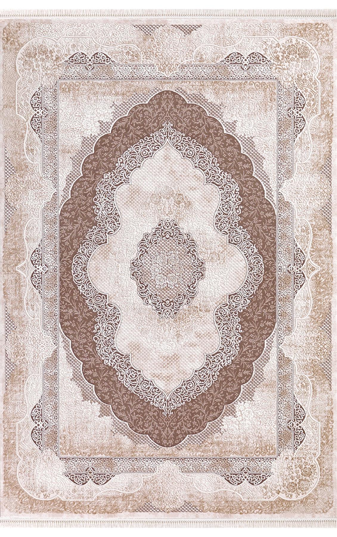 Padişah Santo 31882 Bej-Kahverengi 10 mm Akrilik Yıkanabilir İnce Dikdörtgen Makine Dokuma Salon Halısı 200x290 cm