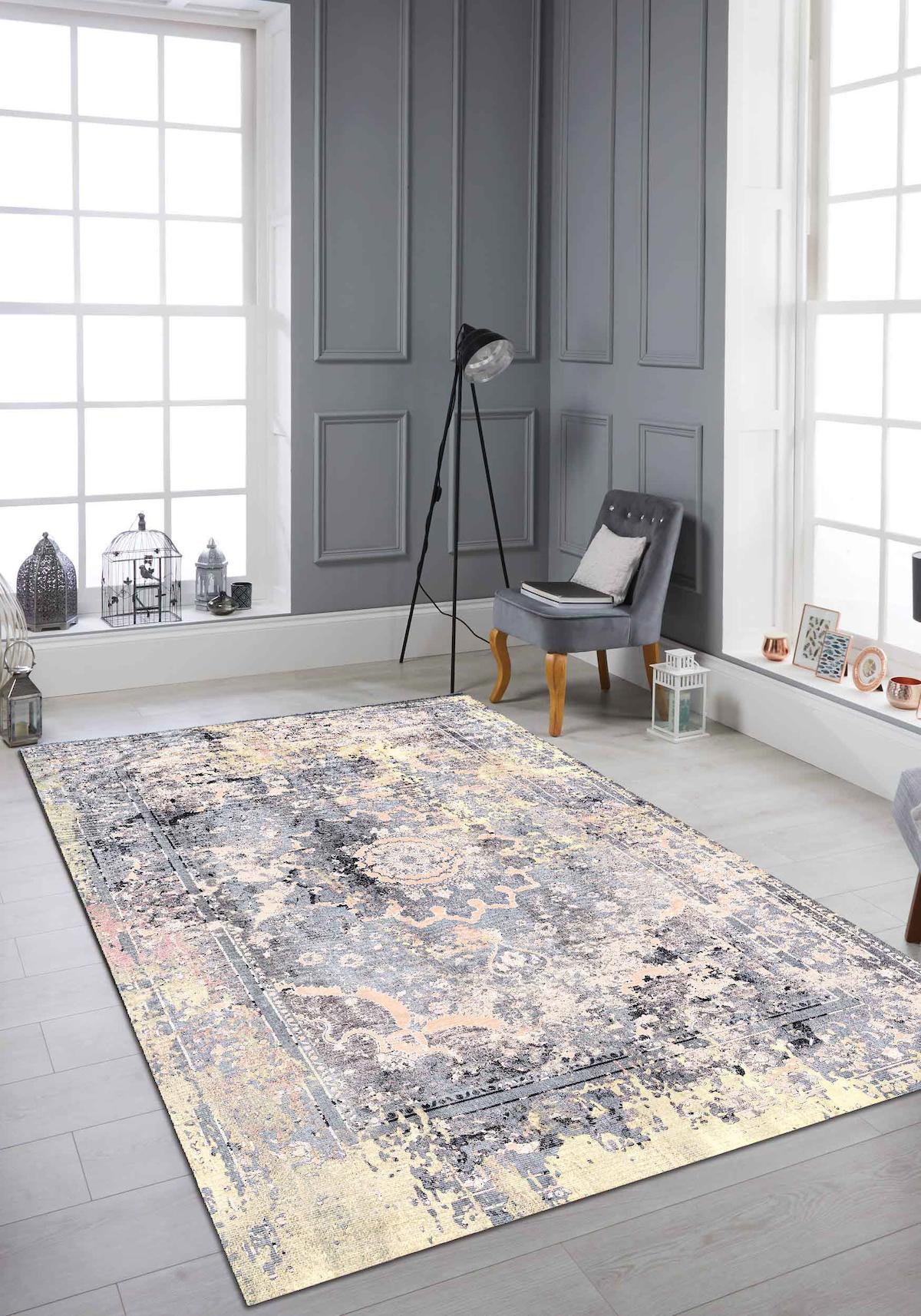 Aida Home Cardamom Krem 0.5 mm Pamuk Antibakteriyel Yıkanabilir İnce Kaymaz Pamuk Taban Dikdörtgen Makine Dokuma Salon Halısı 60x100 cm