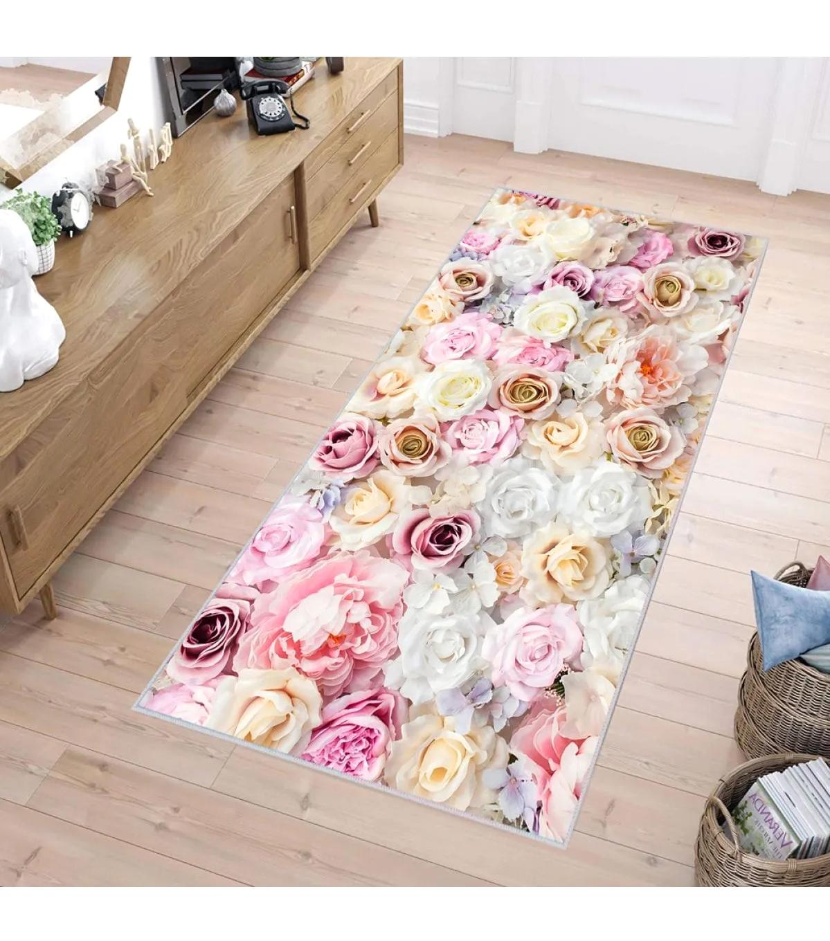 Rovigo Home RVG0247 Çok Renkli 8 mm Polyester Leke Tutmaz-Toz Tutmaz Yıkanabilir İnce Kaymaz Dot Taban Dikdörtgen Makine Dokuma Salon Halısı 140x200 cm
