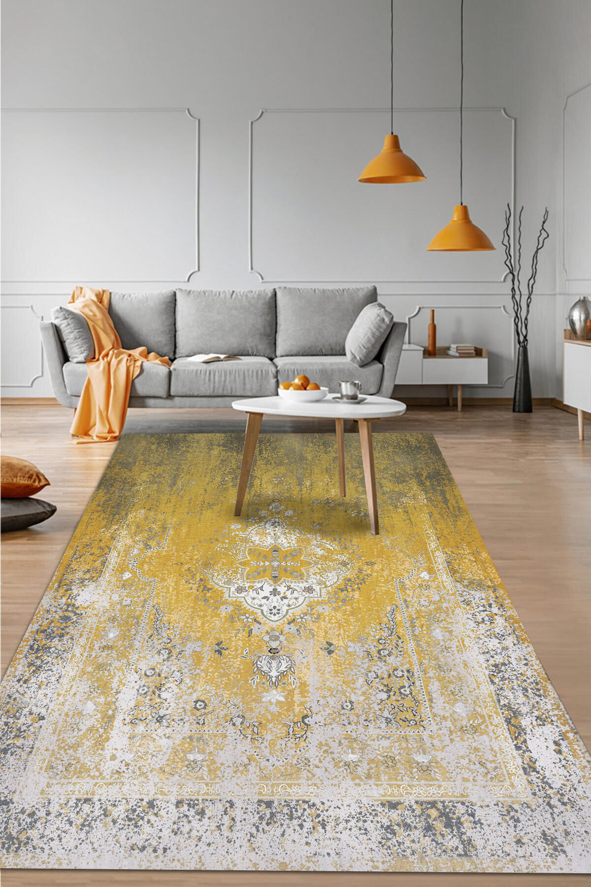 İlyaki Home Jacey Krem 0.5 mm Pamuk Antibakteriyel Yıkanabilir Orta Kaymaz Pamuk Taban Dikdörtgen Makine Dokuma Oturma Odası-Salon Halısı 100x150 cm