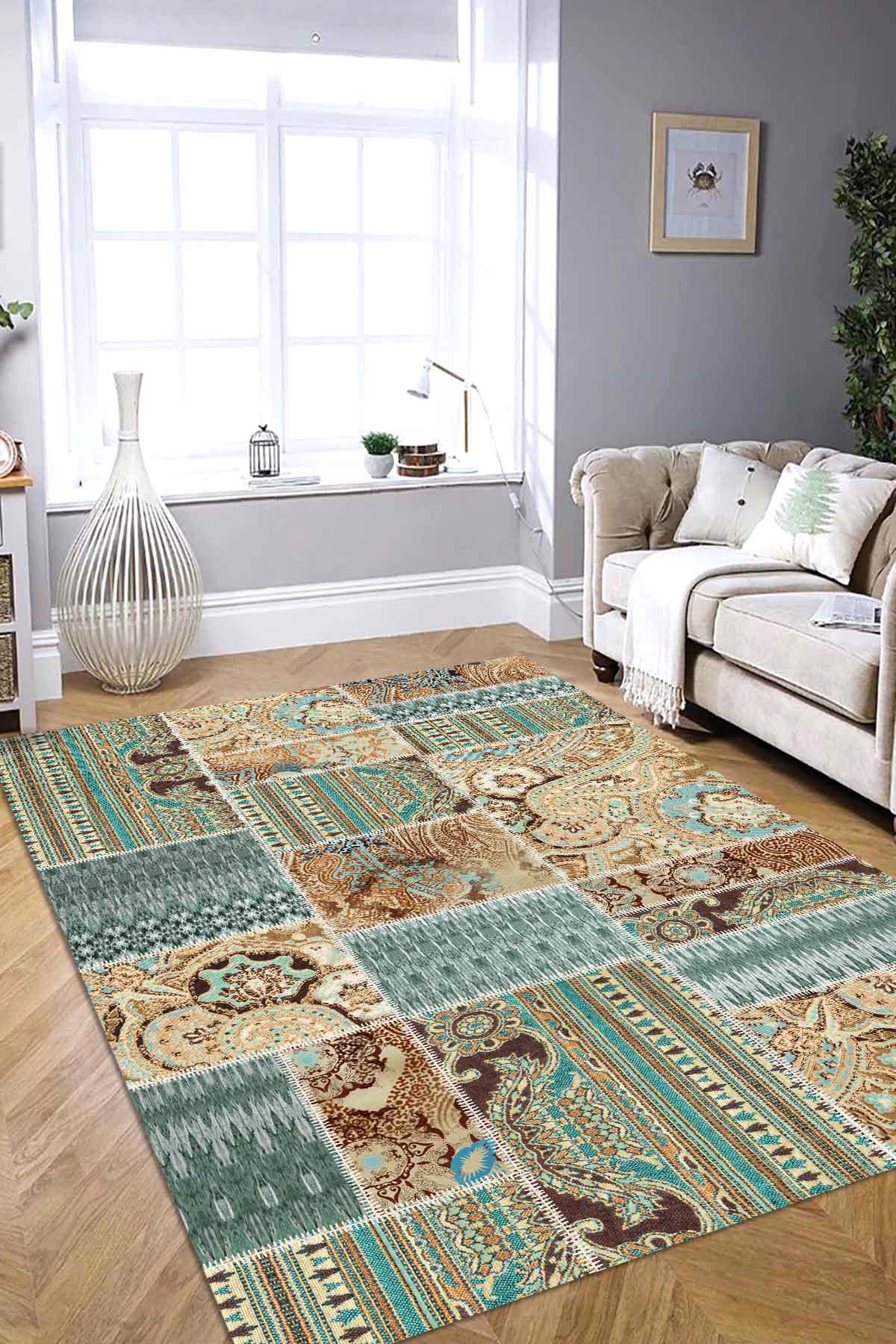 Latte Dizayn Eflin Krem 0.5 mm Pamuk Antibakteriyel Yıkanabilir Orta Kaymaz Dikdörtgen Makine Dokuma Salon Halısı 200x290 cm