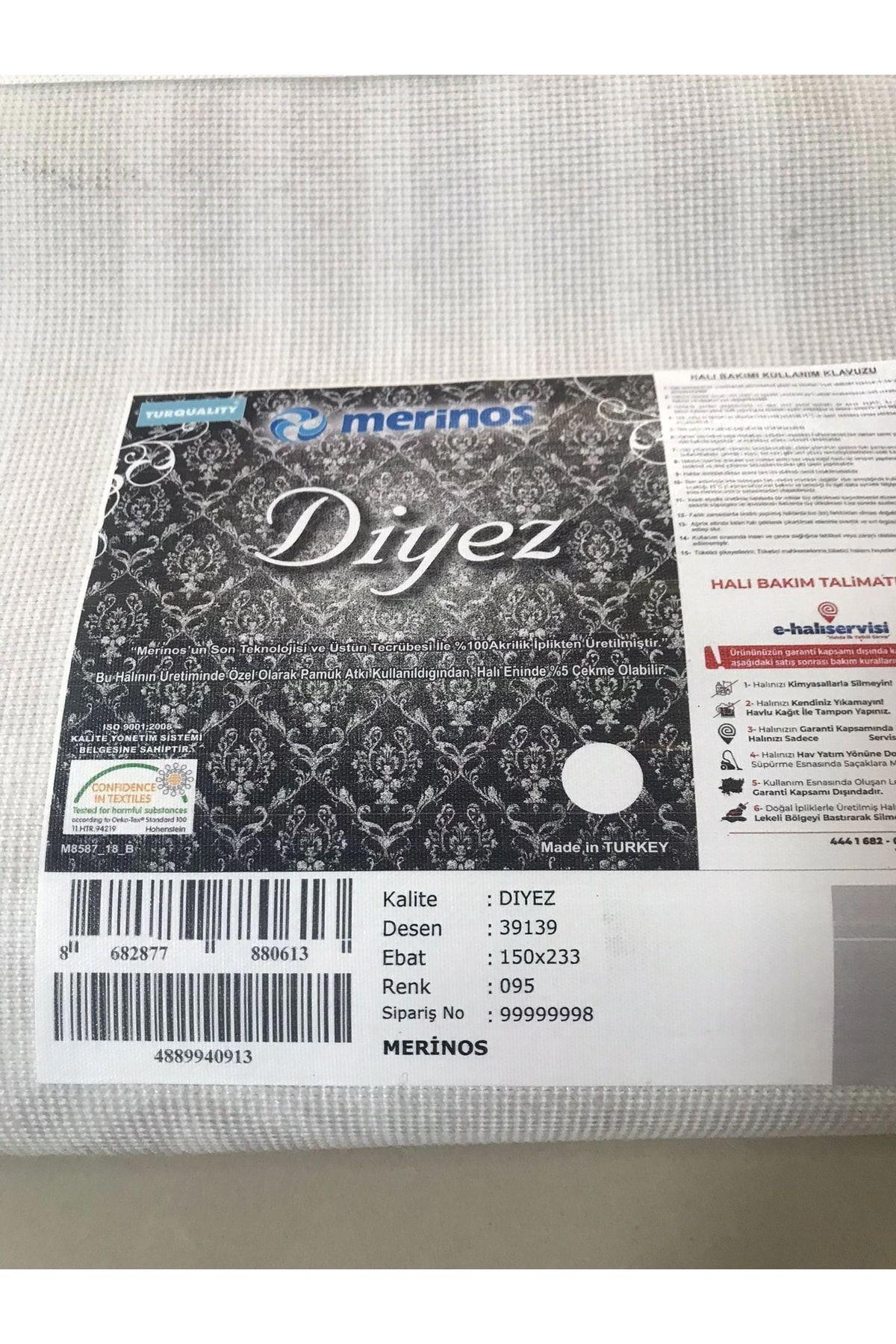 Merinos Diyez 39139 Krem 6 mm Akrilik Silinebilir Yıkanabilir Orta Kaymaz Dikdörtgen Makine Dokuma Salon Halısı 200x290 cm