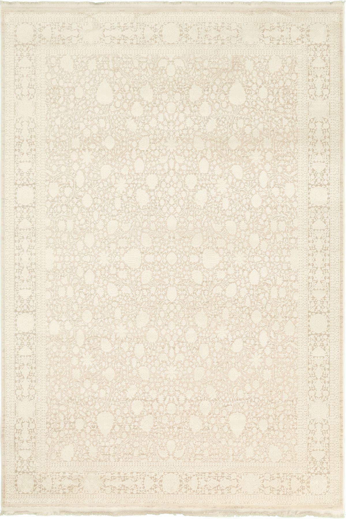 La Boutique Bianca BC06 Krem 10 mm Viskon Toz tutmaz Yıkanabilir İnce Kaymaz Dikdörtgen Makine Dokuma Salon Halısı 80x300 cm